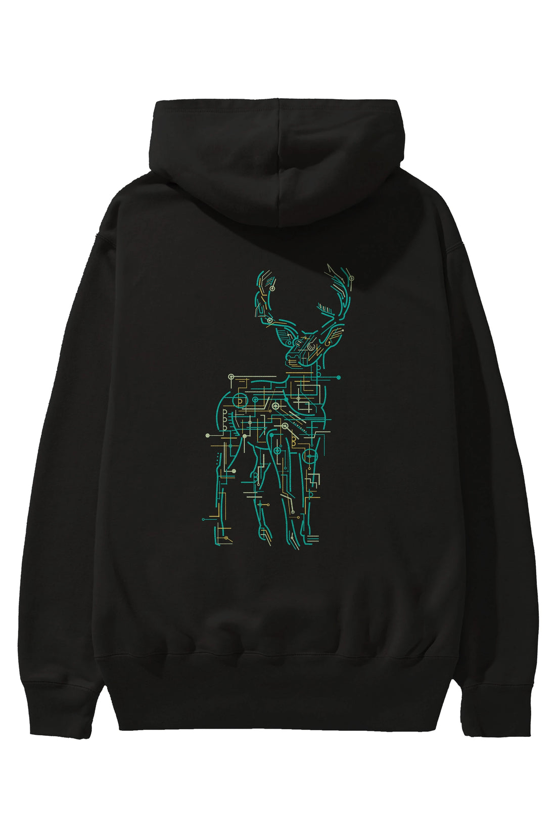 Electric Deer Arka Baskılı Hoodie Oversize Kapüşonlu Sweatshirt Erkek Kadın Unisex