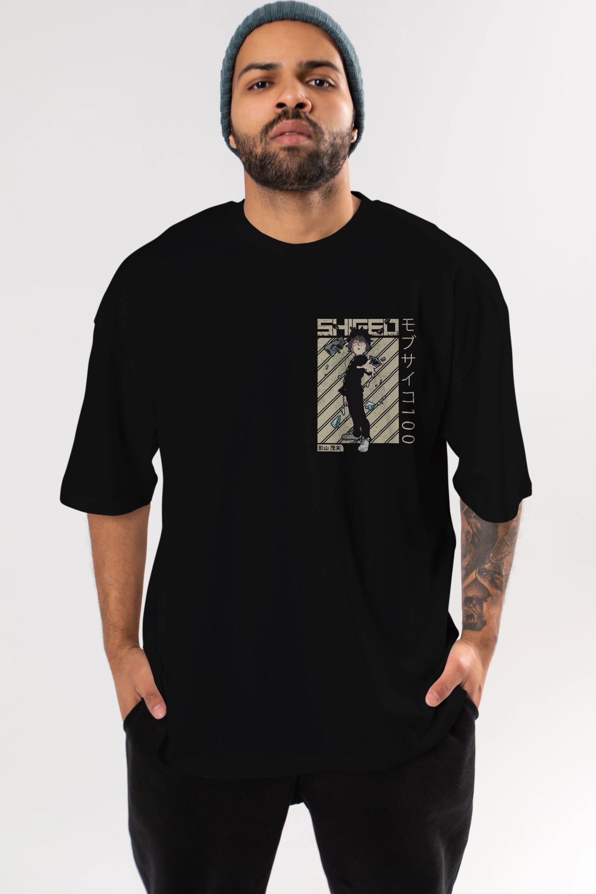 Shigeo Kageyama 3 Ön Sol Baskılı Oversize t-shirt Erkek Kadın Unisex %100 Pamuk Bisiklet Yaka tişort