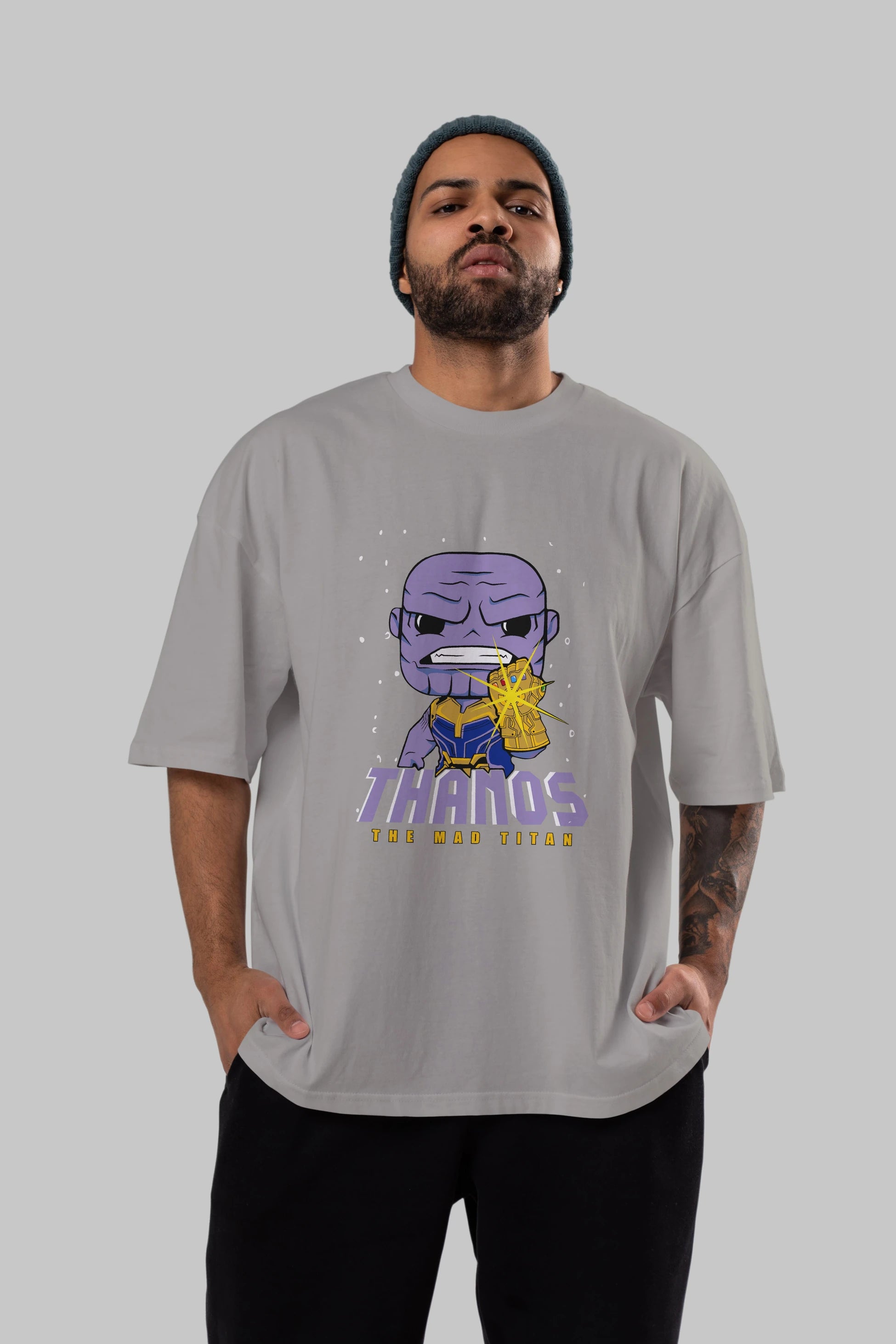 Thanos (1) Ön Baskılı Oversize t-shirt Erkek Kadın Unisex %100 Pamuk Bisiklet Yaka tişort