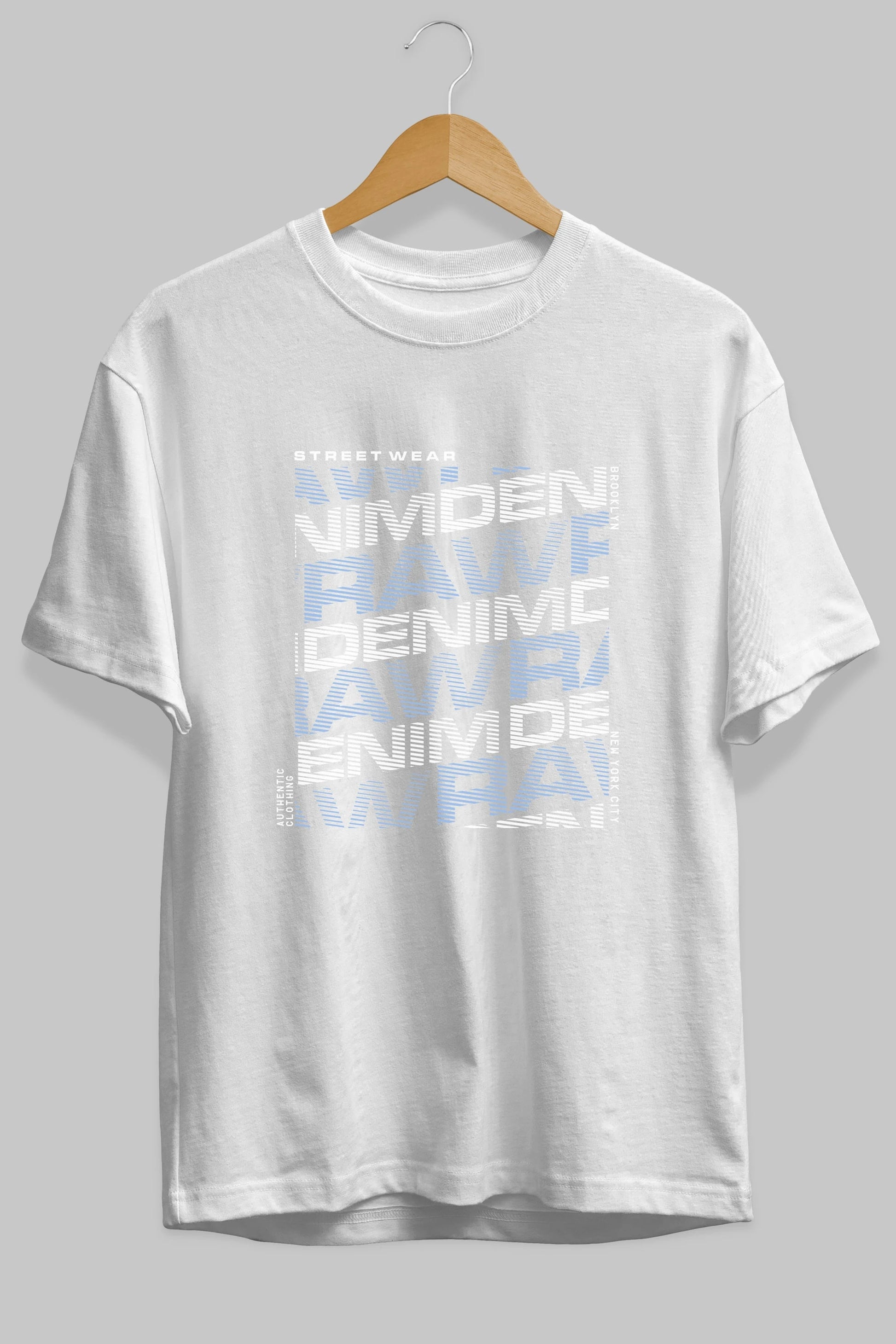 Raw Denim Ön Baskılı Oversize t-shirt Erkek Kadın Unisex