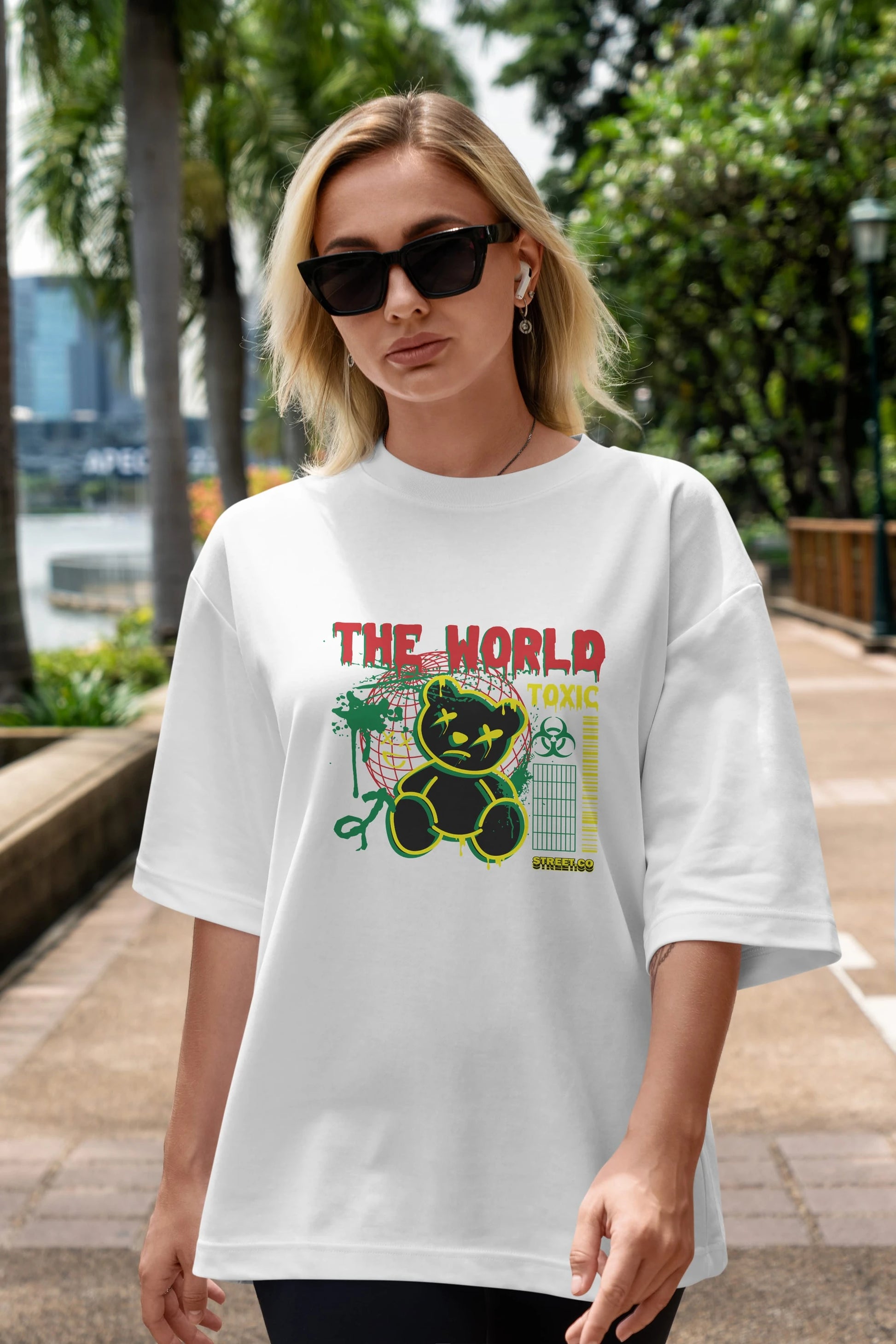 The World Toxic Bear Ön Baskılı Oversize t-shirt Erkek Kadın Unisex