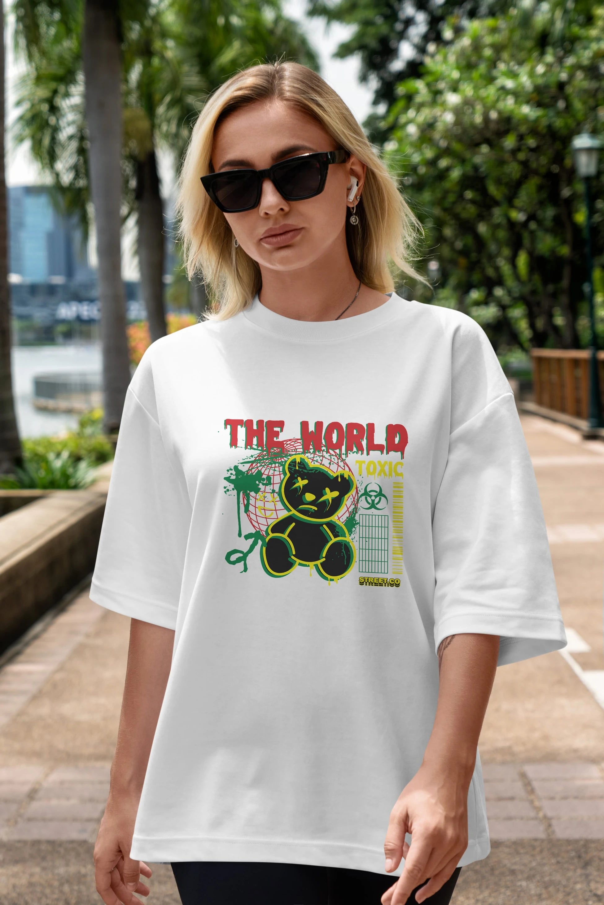 The World Toxic Bear Ön Baskılı Oversize t-shirt Erkek Kadın Unisex