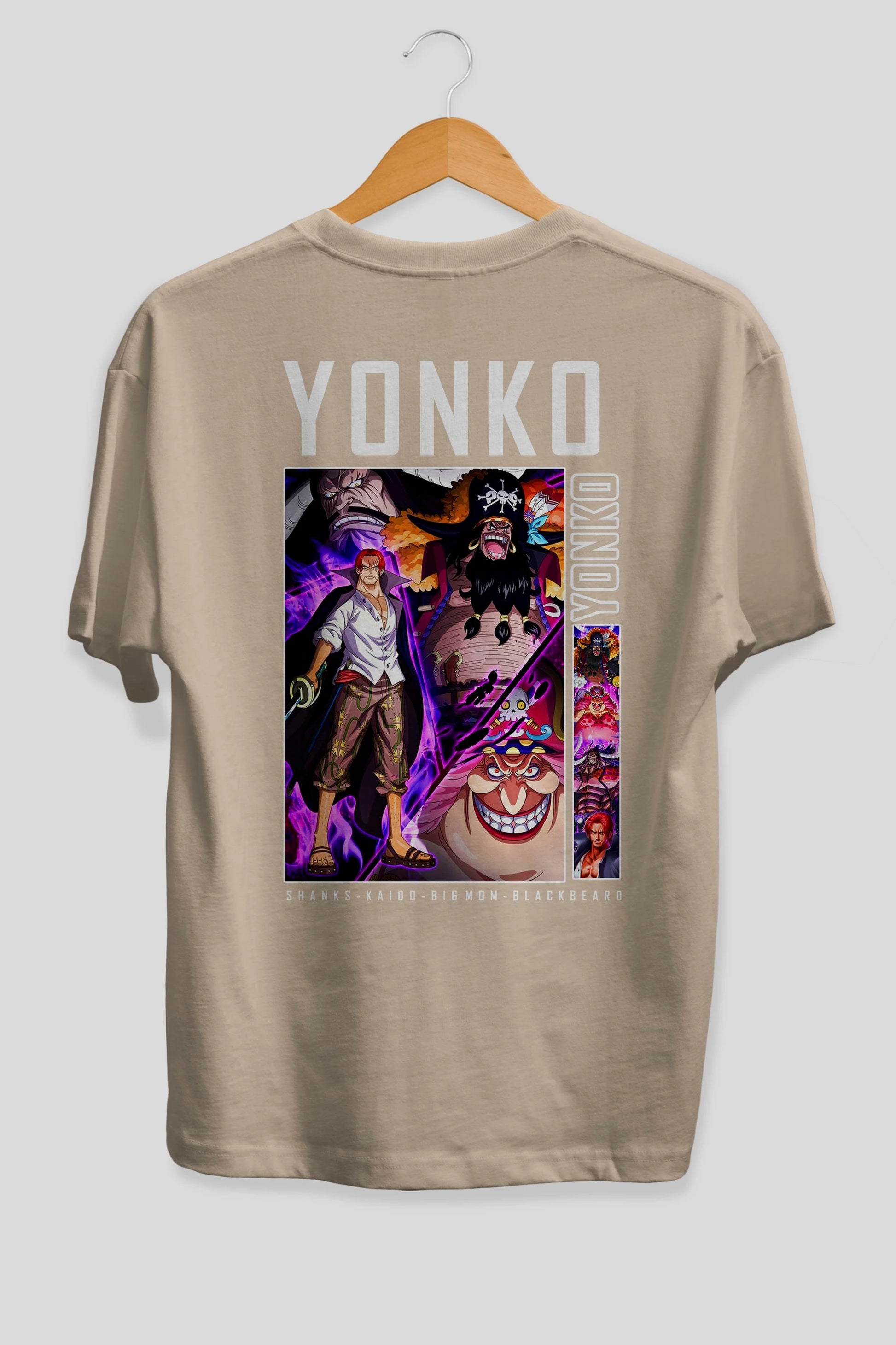 Yonko Anime Arka Baskılı Oversize t-shirt Erkek Kadın Unisex %100 pamuk tişort