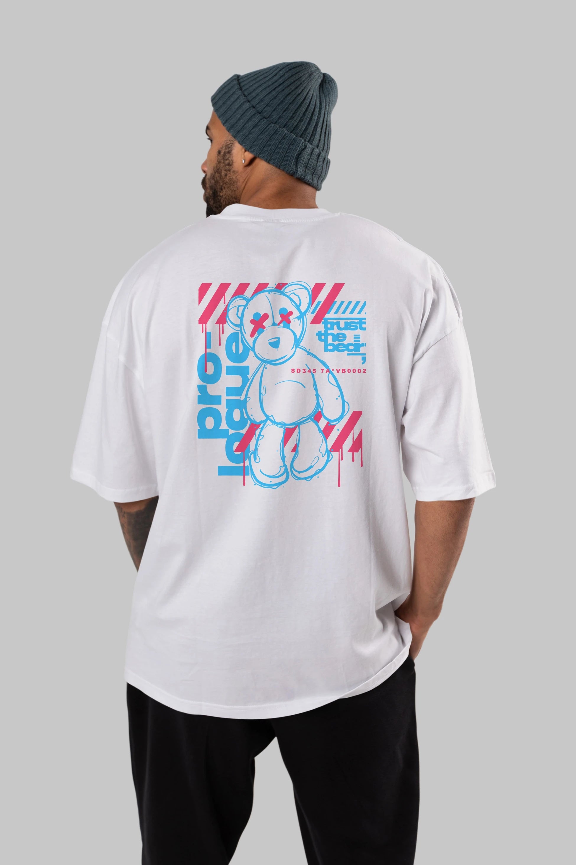 Trust The Bear Arka Baskılı Oversize t-shirt Erkek Kadın Unisex