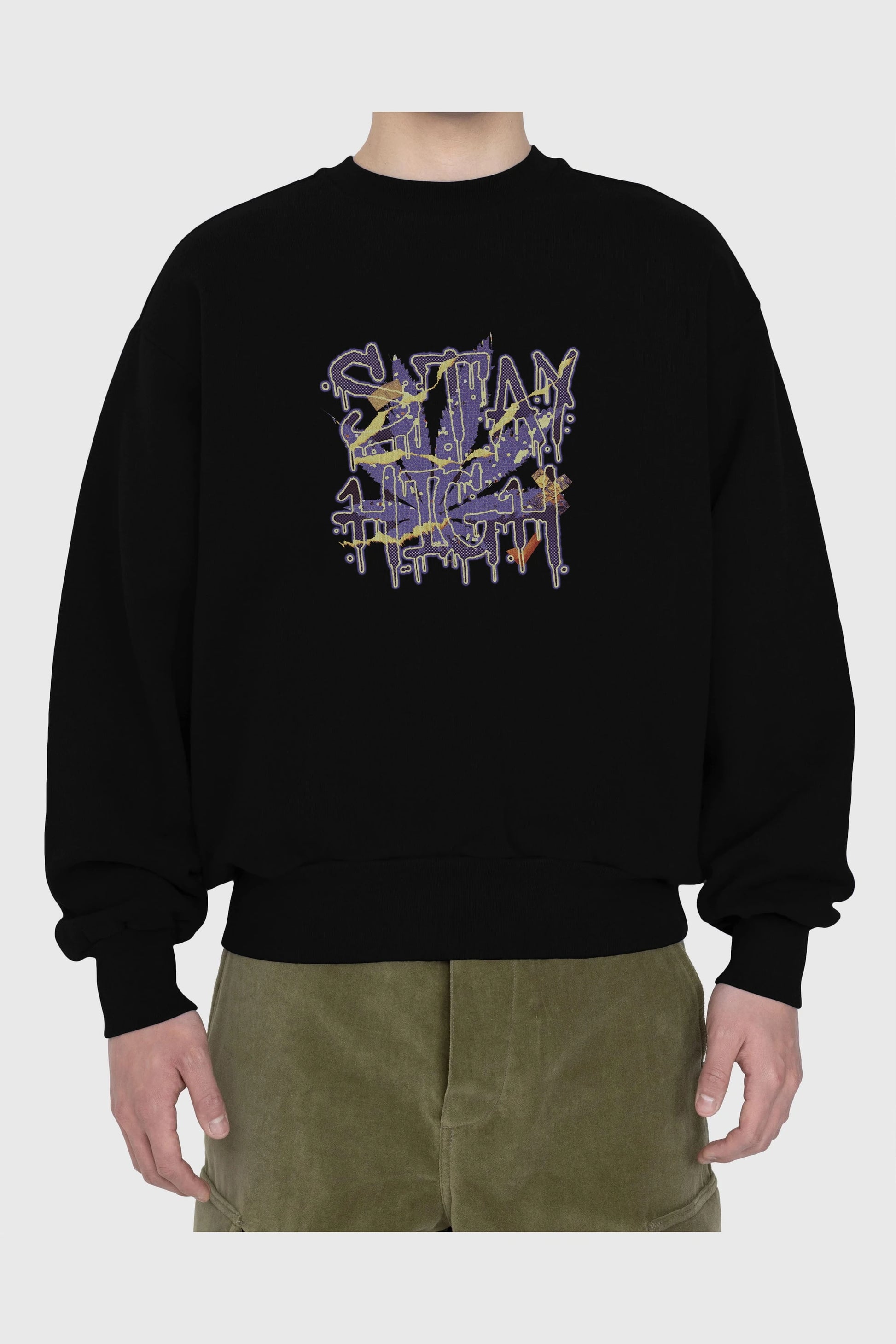 Stay High Ön Baskılı Oversize Sweatshirt Erkek Kadın Unisex