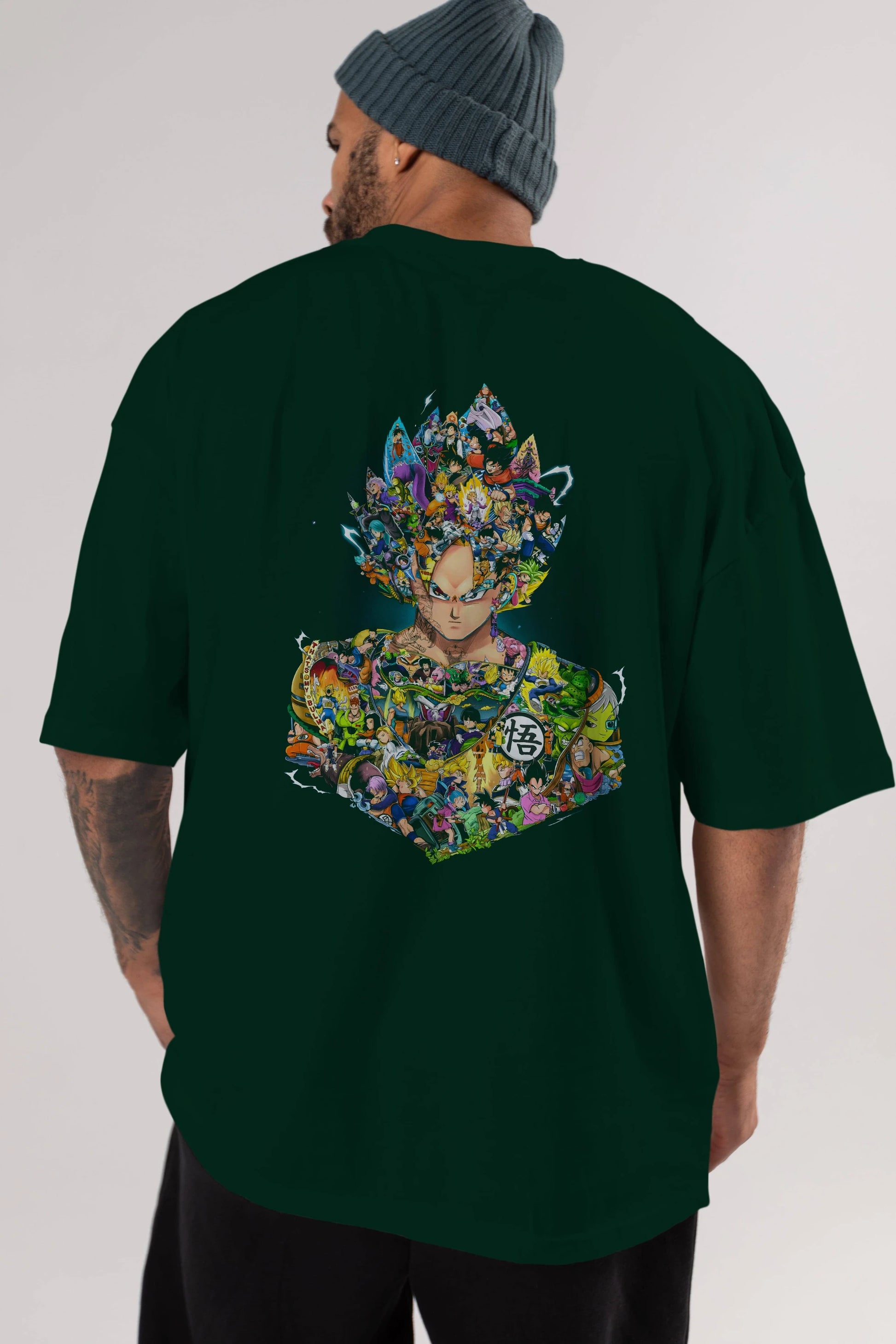 DRAGON BALL ART Anime Arka Baskılı Oversize t-shirt Erkek Kadın Unisex