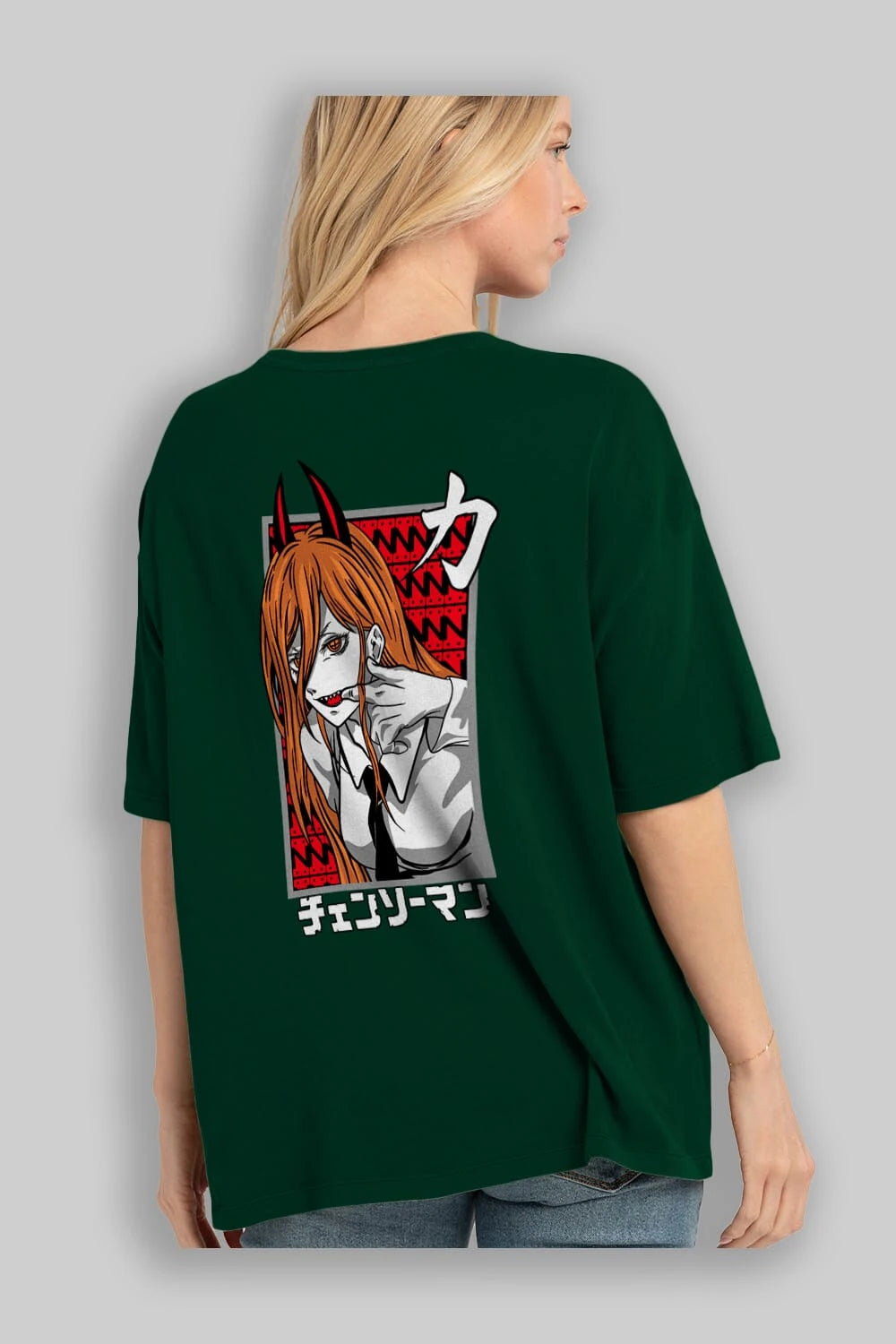 CHAINSAWMAN POWER Anime Arka Baskılı Oversize t-shirt Erkek Kadın Unisex