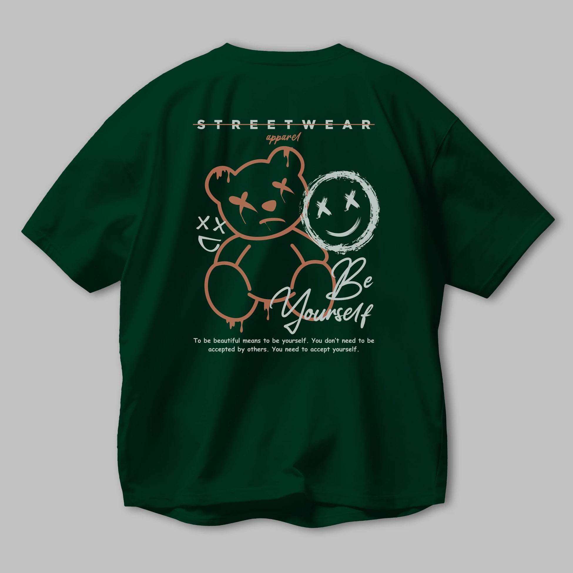 Be Yourself Bear Arka Baskılı Oversize t-shirt Erkek Kadın Unisex
