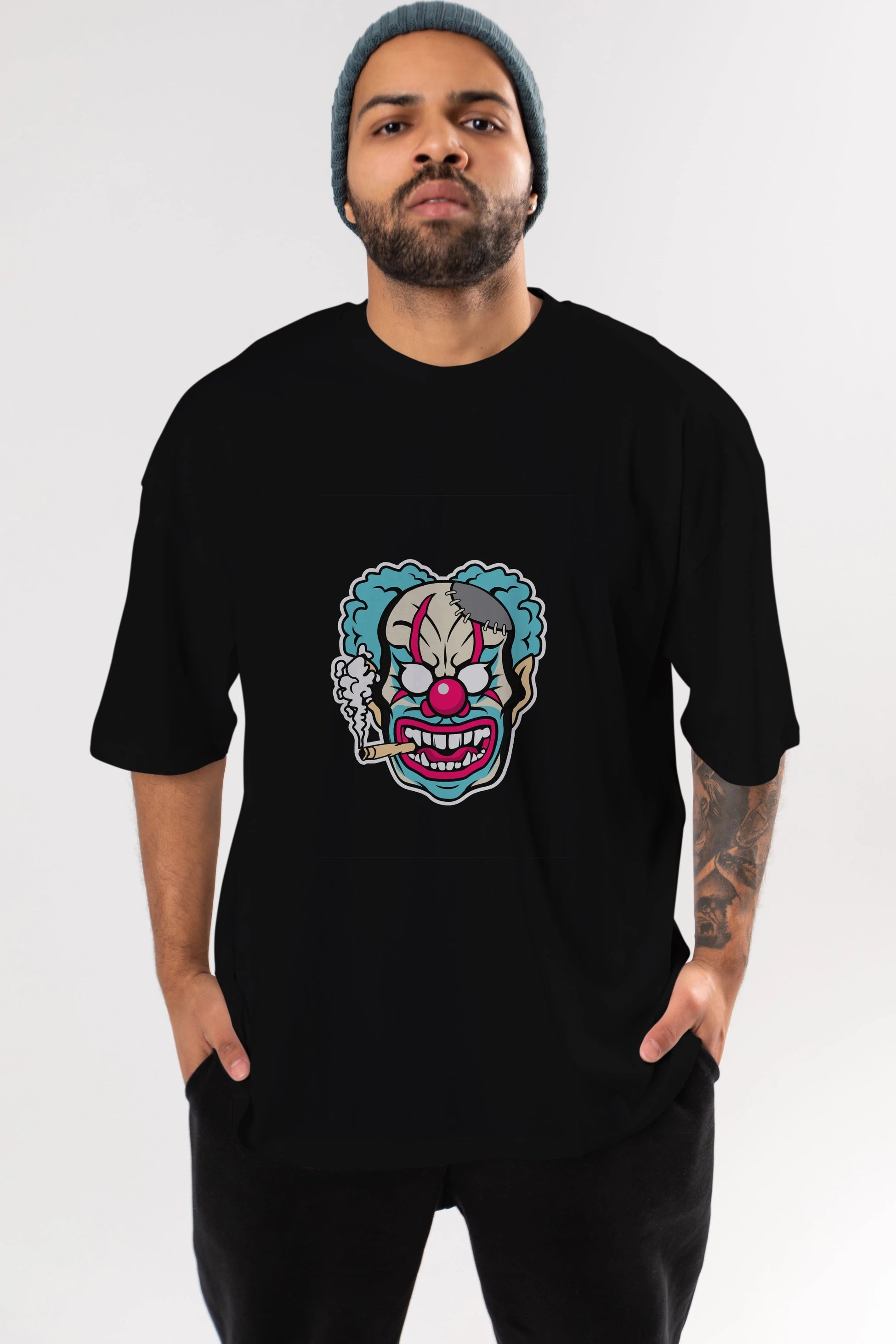 Clown Beast Ön Baskılı Oversize t-shirt Erkek Kadın Unisex %100 Pamuk tişort