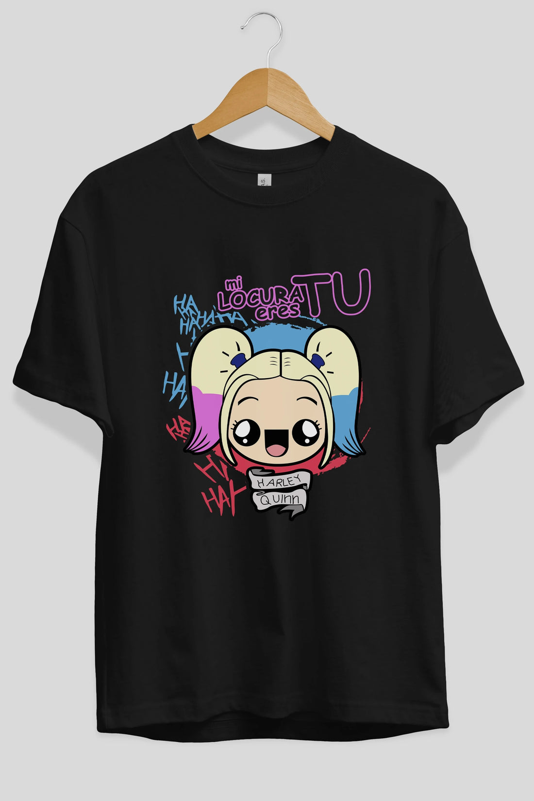 Harley Quinn Ön Baskılı Oversize t-shirt Erkek Kadın Unisex %100 Pamuk Bisiklet Yaka tişort