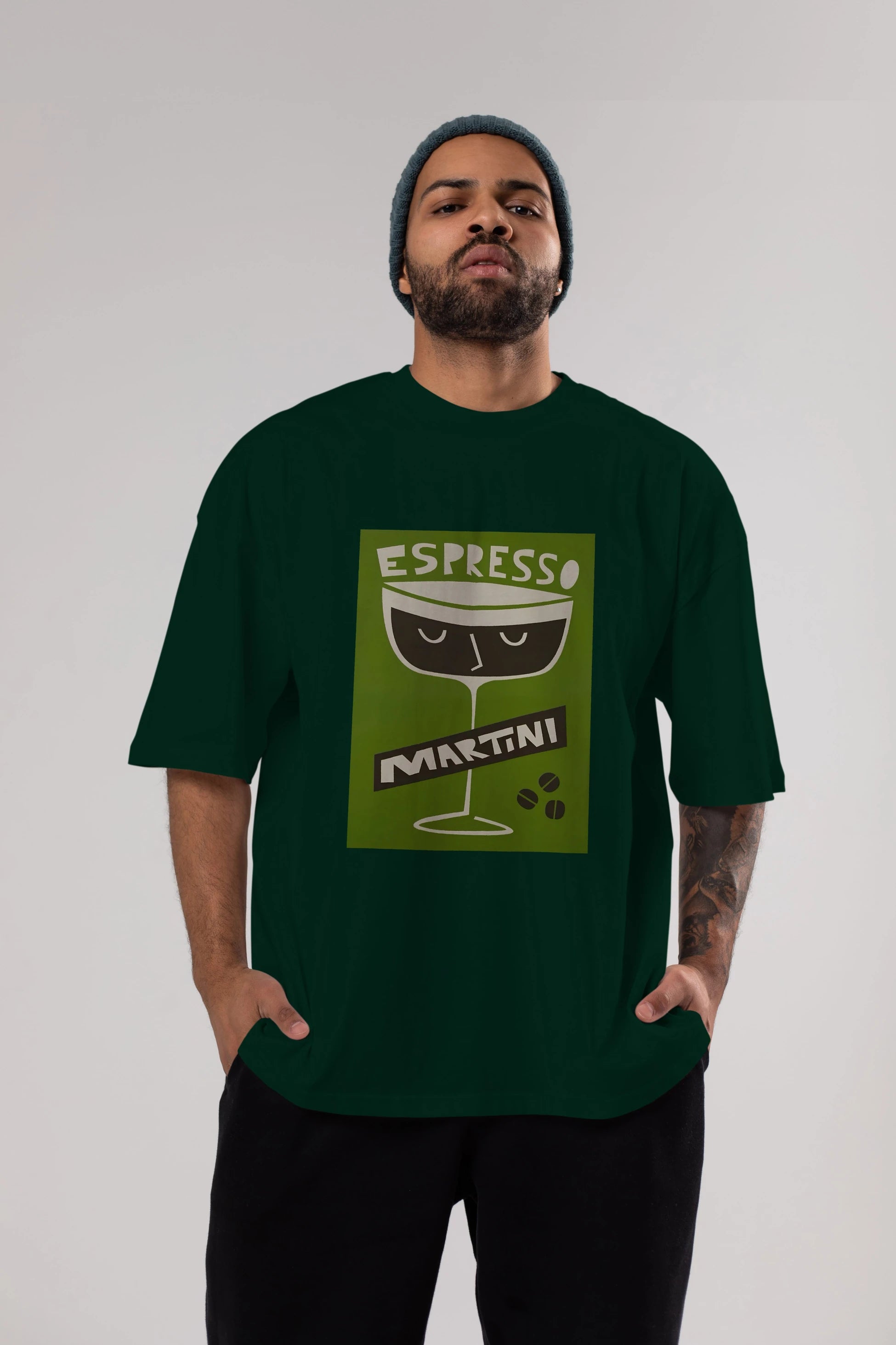 Espresso Martini 2 Ön Baskılı Oversize t-shirt Erkek Kadın Unisex %100 Pamuk Bisiklet Yaka tişort