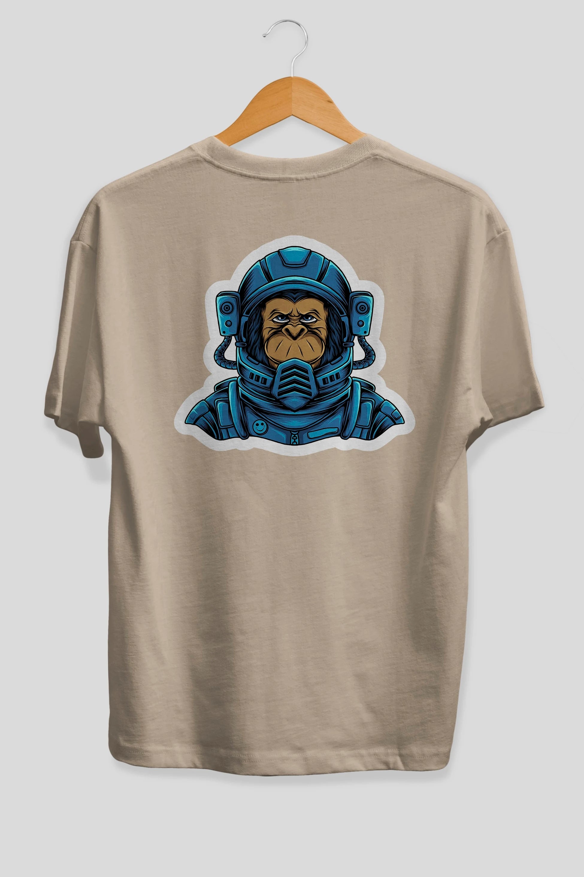 Astromonkey Sticker Arka Baskılı Oversize t-shirt Erkek Kadın Unisex