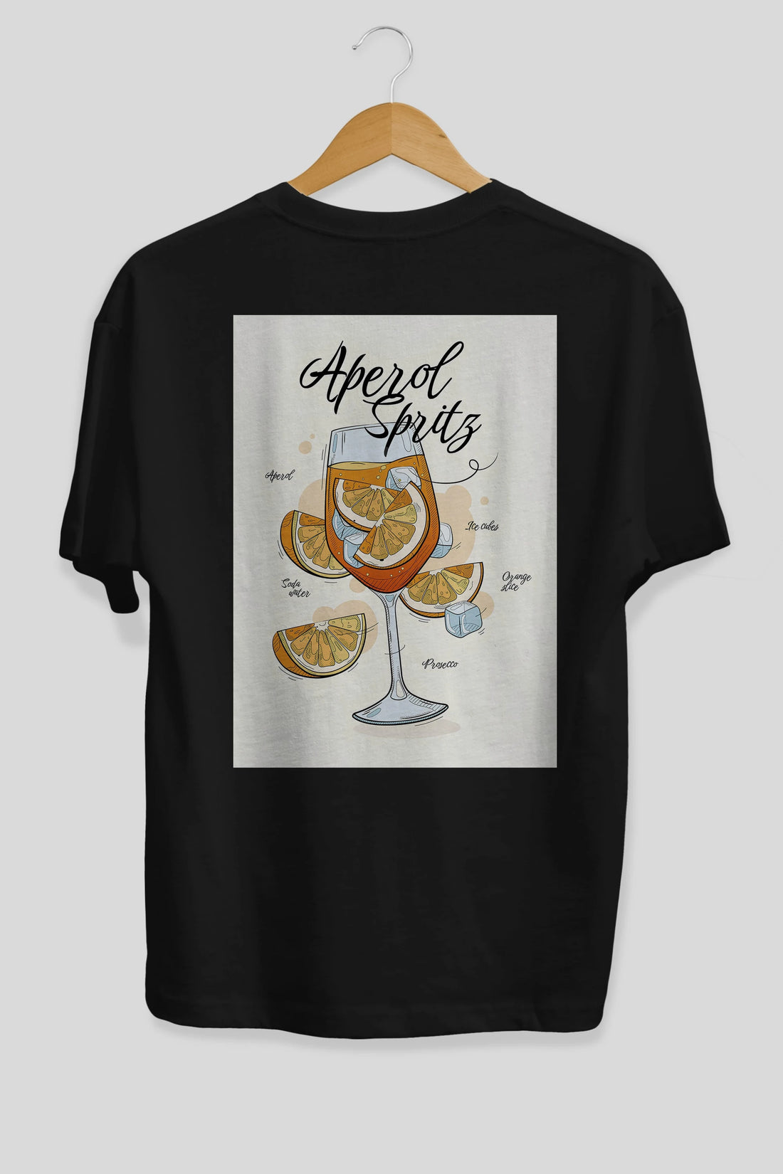 Aperol Spritz 6 Arka Baskılı Oversize t-shirt Erkek Kadın Unisex %100 Pamuk Bisiklet Yaka tişort