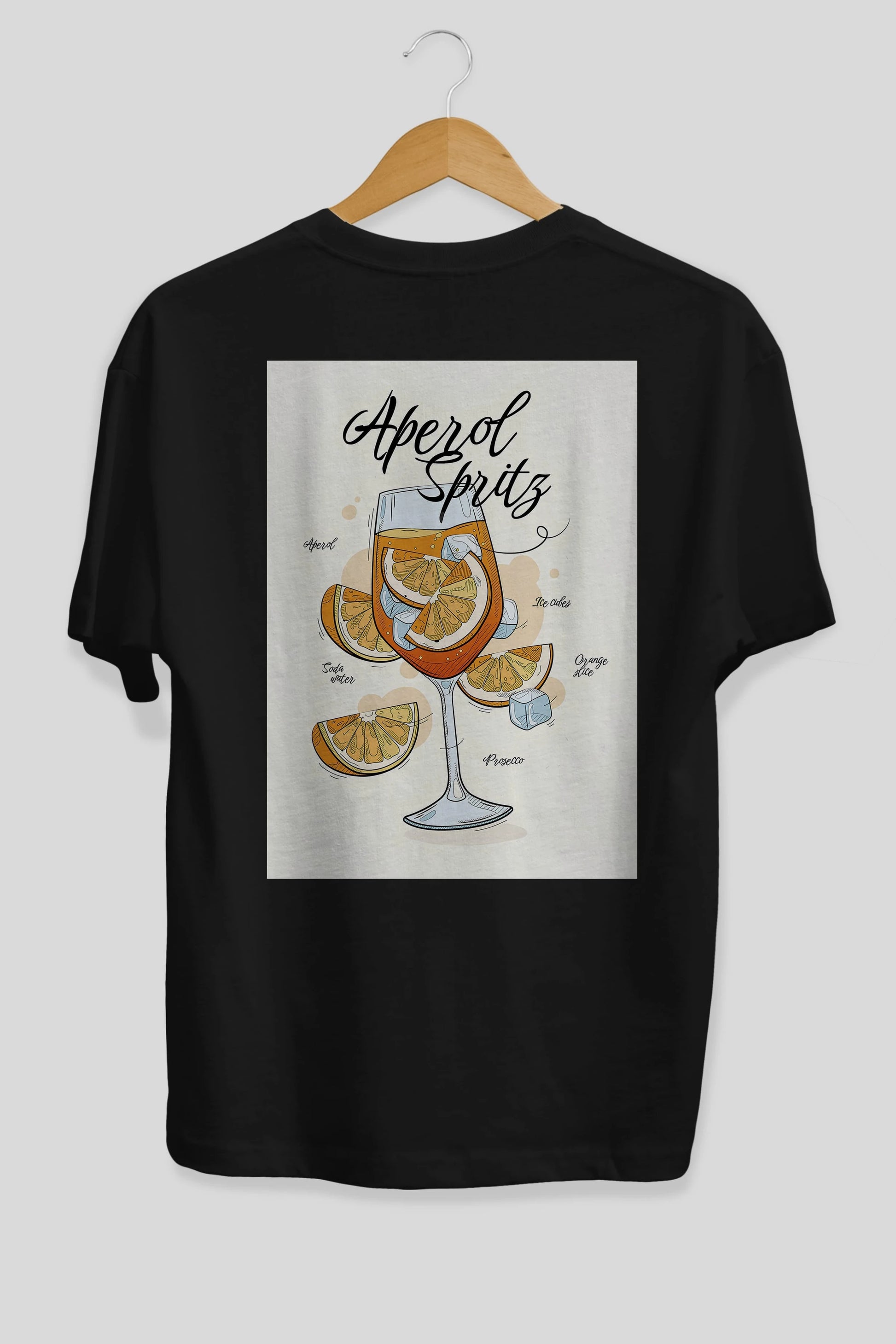 Aperol Spritz 6 Arka Baskılı Oversize t-shirt Erkek Kadın Unisex %100 Pamuk Bisiklet Yaka tişort