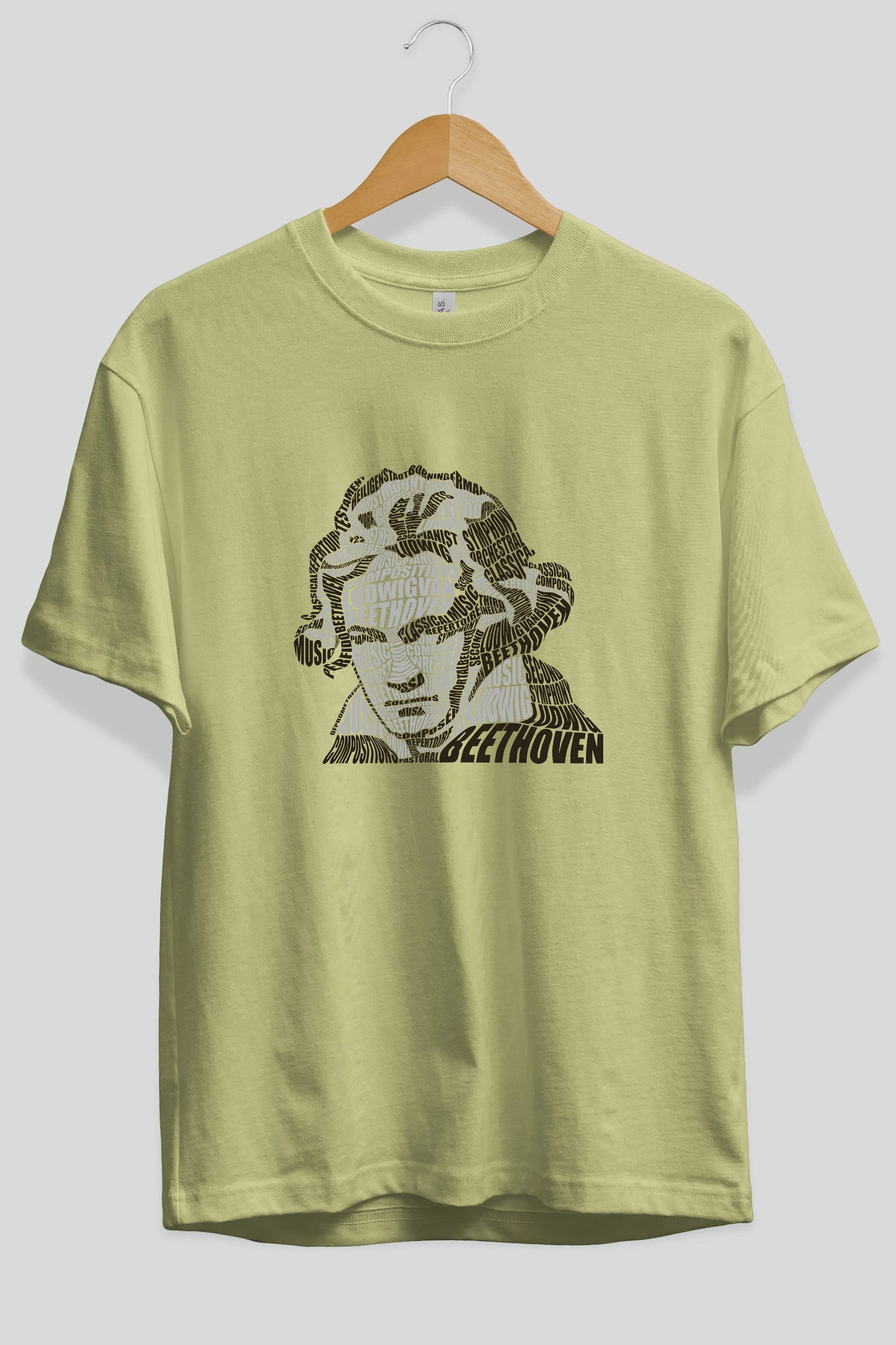 Ludwig van Beethoven Calligram Ön Baskılı Oversize t-shirt %100 pamuk Erkek Kadın Unisex