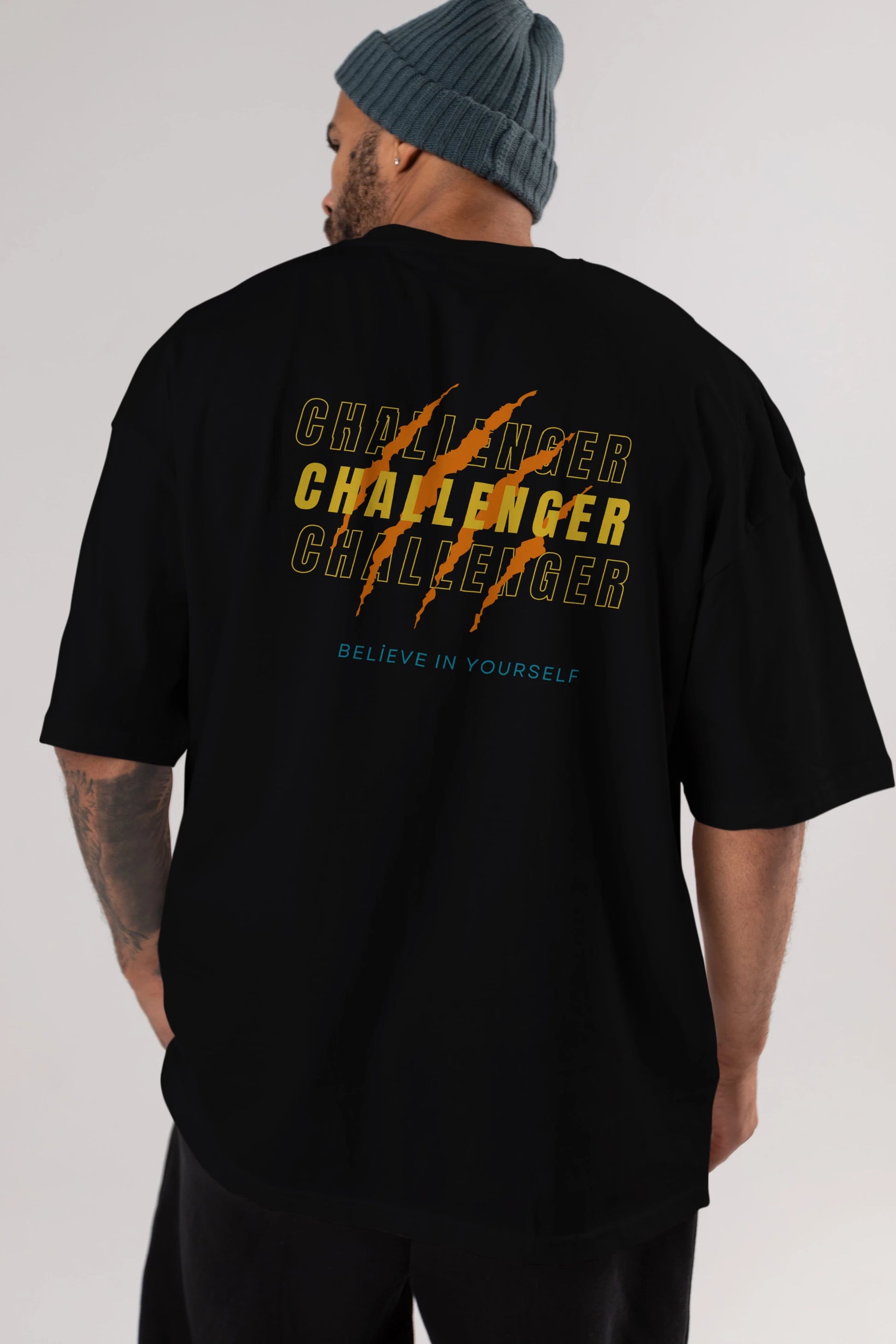 Challenger Yazılı Arka Baskılı Oversize t-shirt Erkek Kadın Unisex