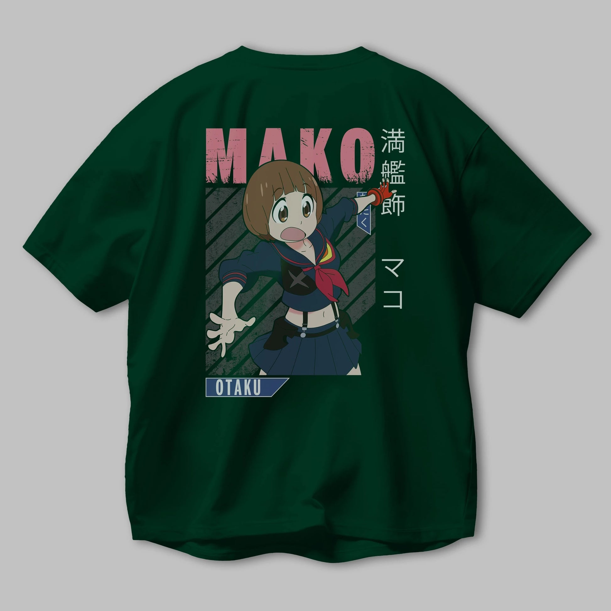 Mako Mankanshoku 2 Anime Arka Baskılı Oversize t-shirt Erkek Kadın Unisex