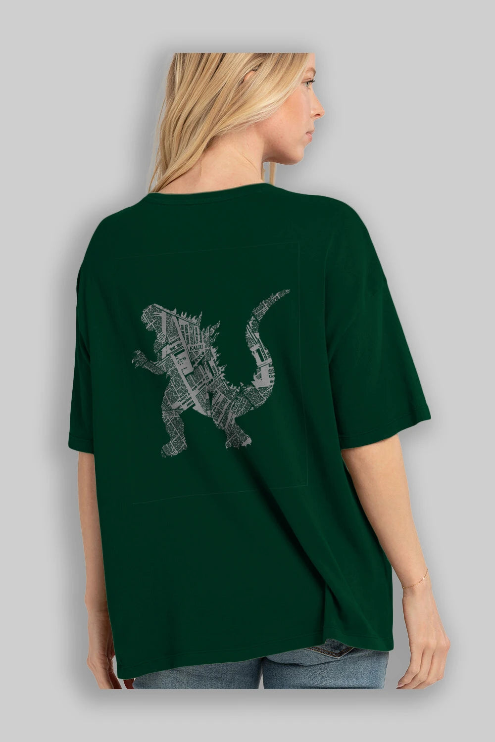 Kaiju Arka Baskılı Oversize t-shirt %100 pamuk Erkek Kadın Unisex