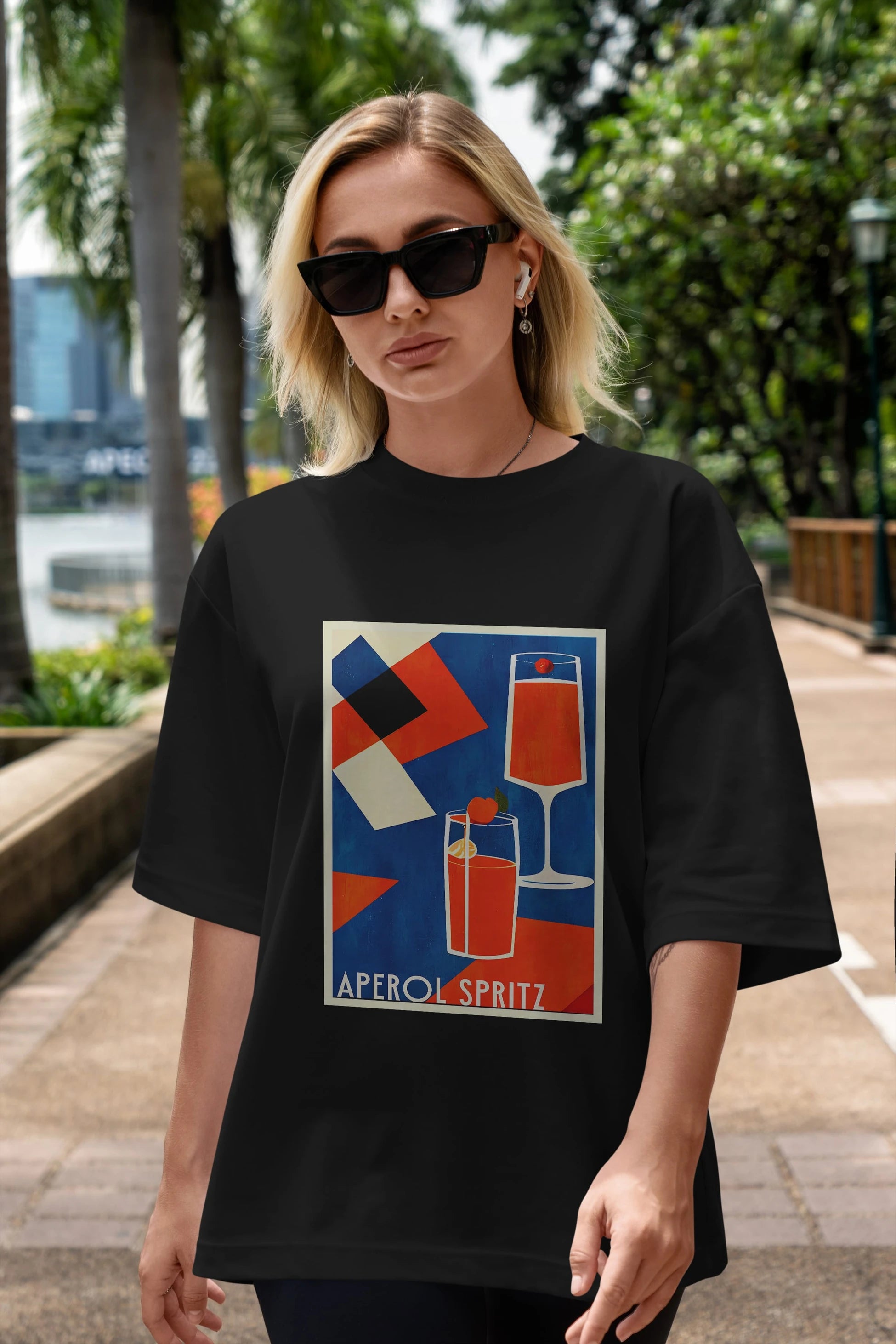 Aperol Spritz 4 Ön Baskılı Oversize t-shirt Erkek Kadın Unisex %100 Pamuk Bisiklet Yaka tişort