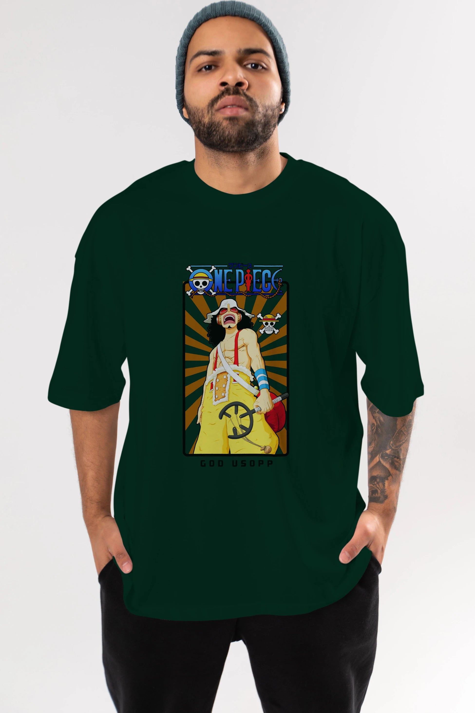 Usopp Anime Ön Baskılı Oversize t-shirt Erkek Kadın Unisex
