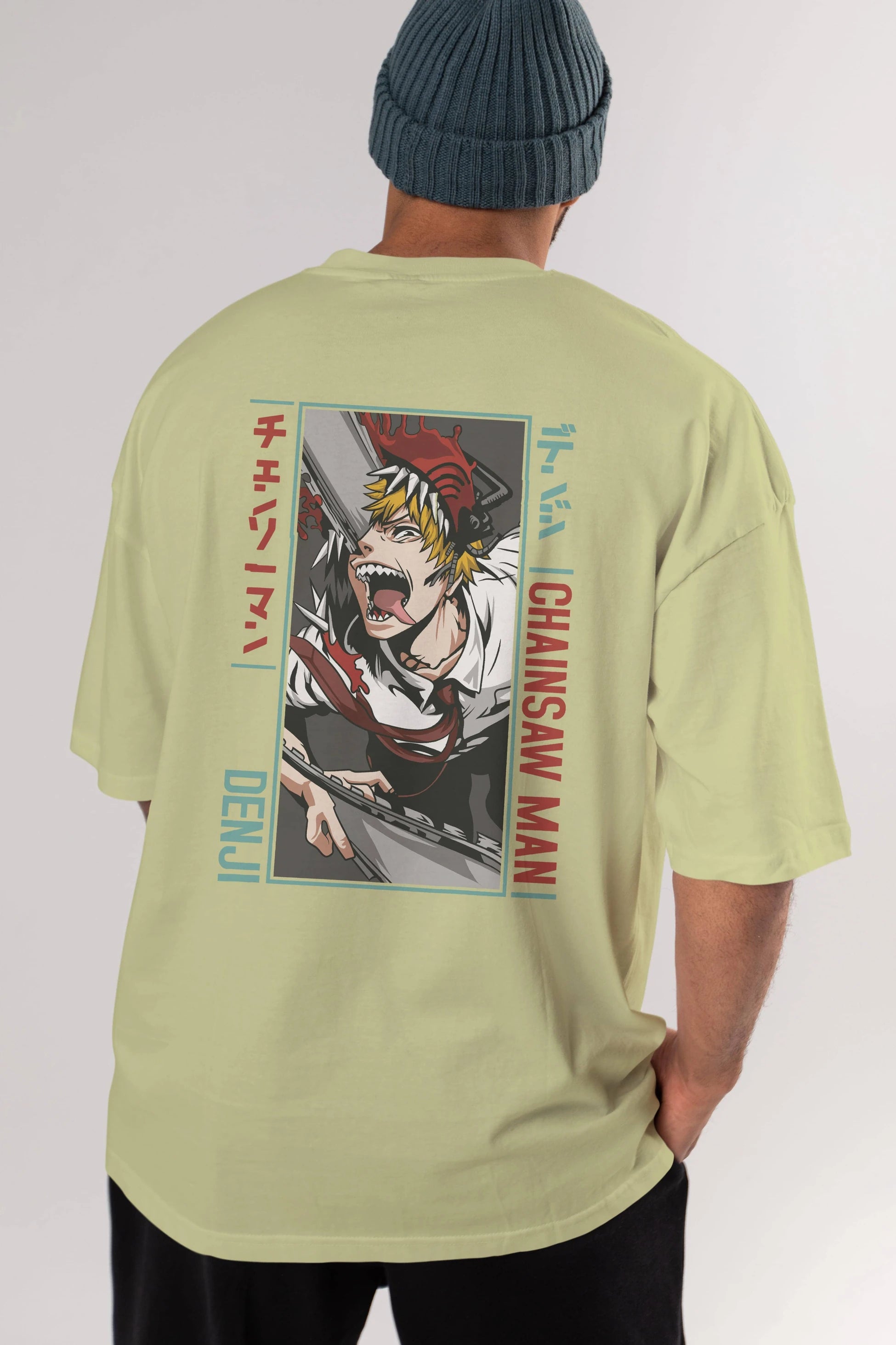 Denji Chainsaw Man Anime Arka Baskılı Oversize t-shirt Erkek Kadın Unisex