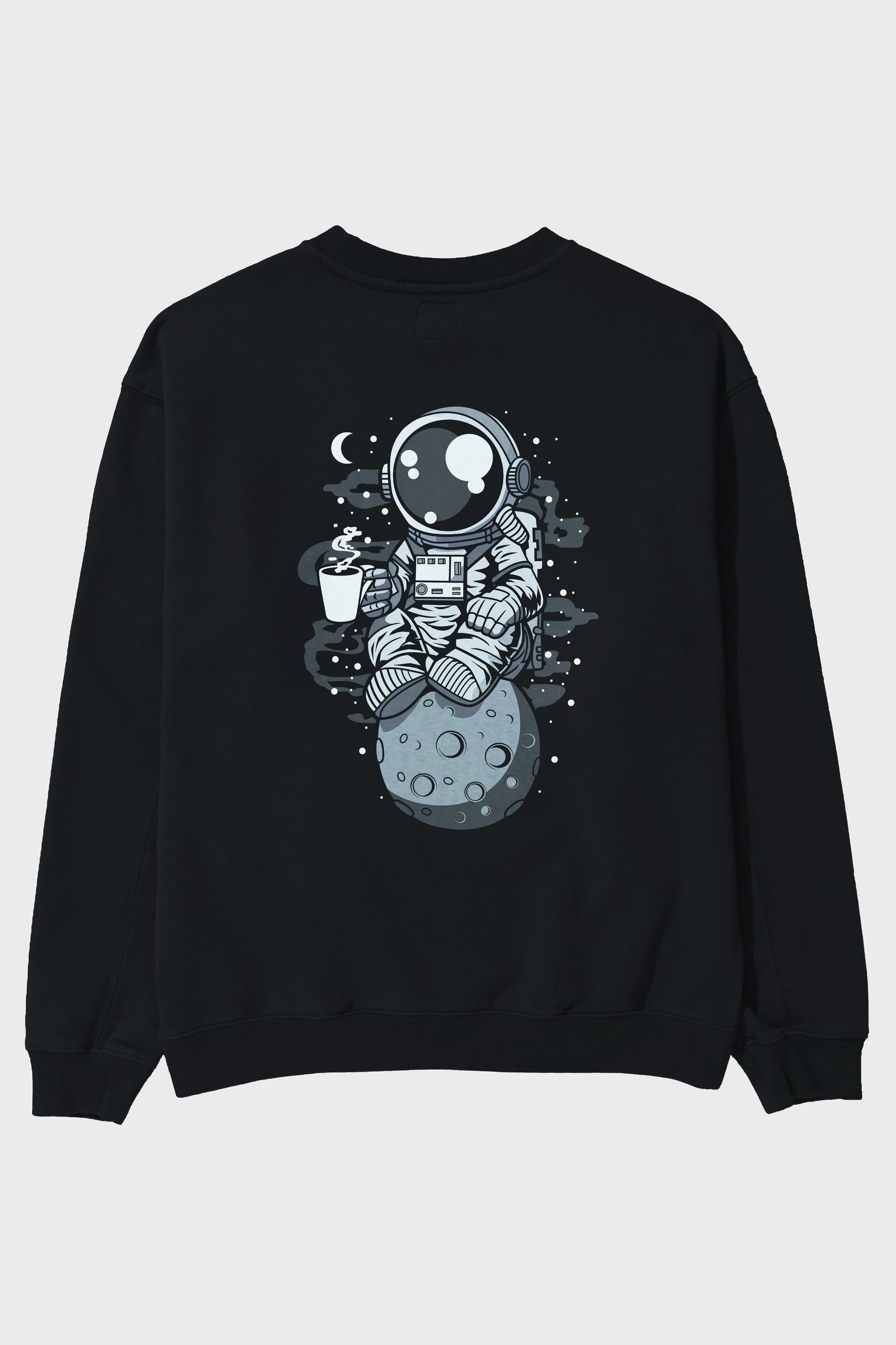 Astronaut Coffee Arka Baskılı Oversize Sweatshirt Erkek Kadın Unisex