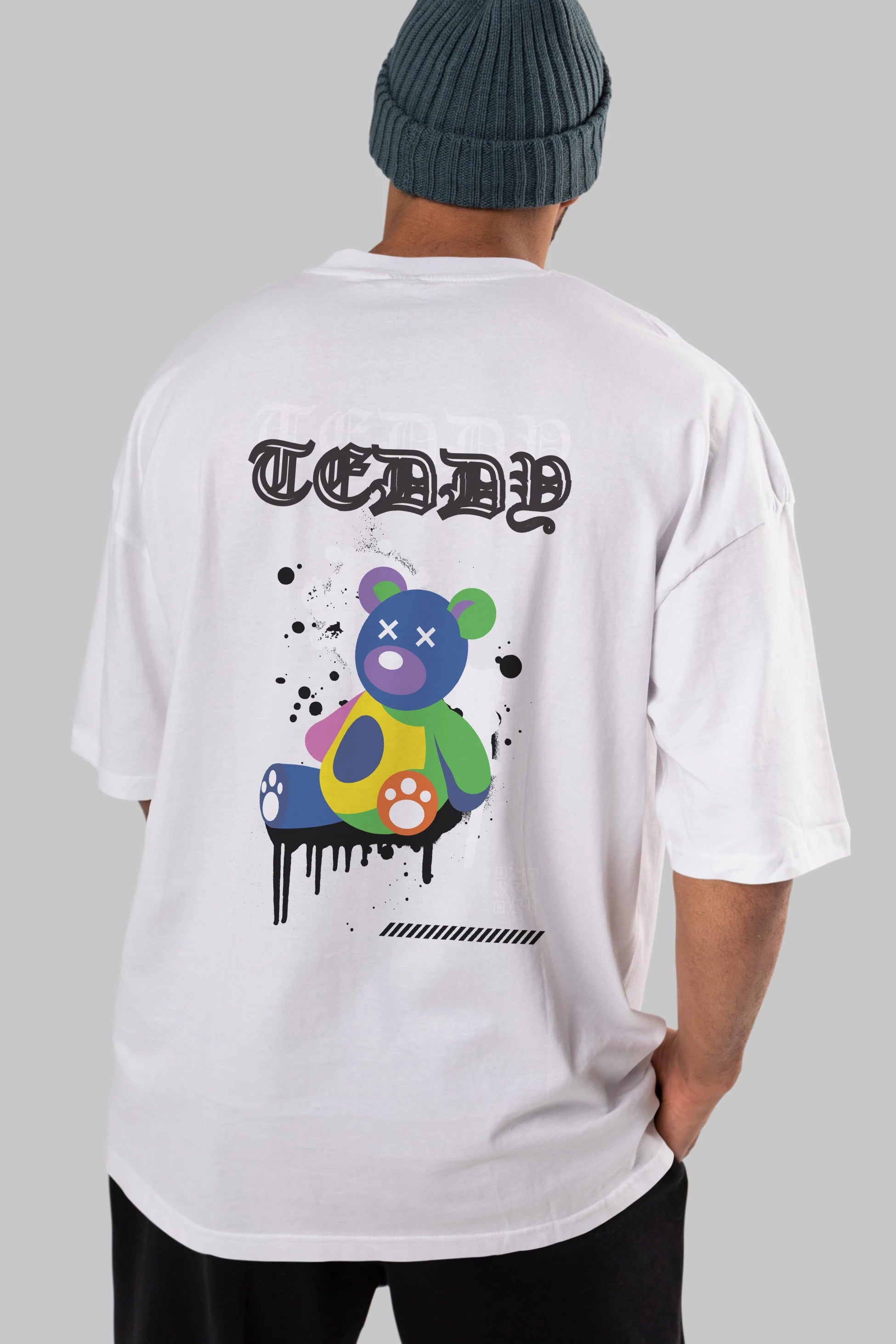 Teddy Bear Arka Baskılı Oversize t-shirt Erkek Kadın Unisex