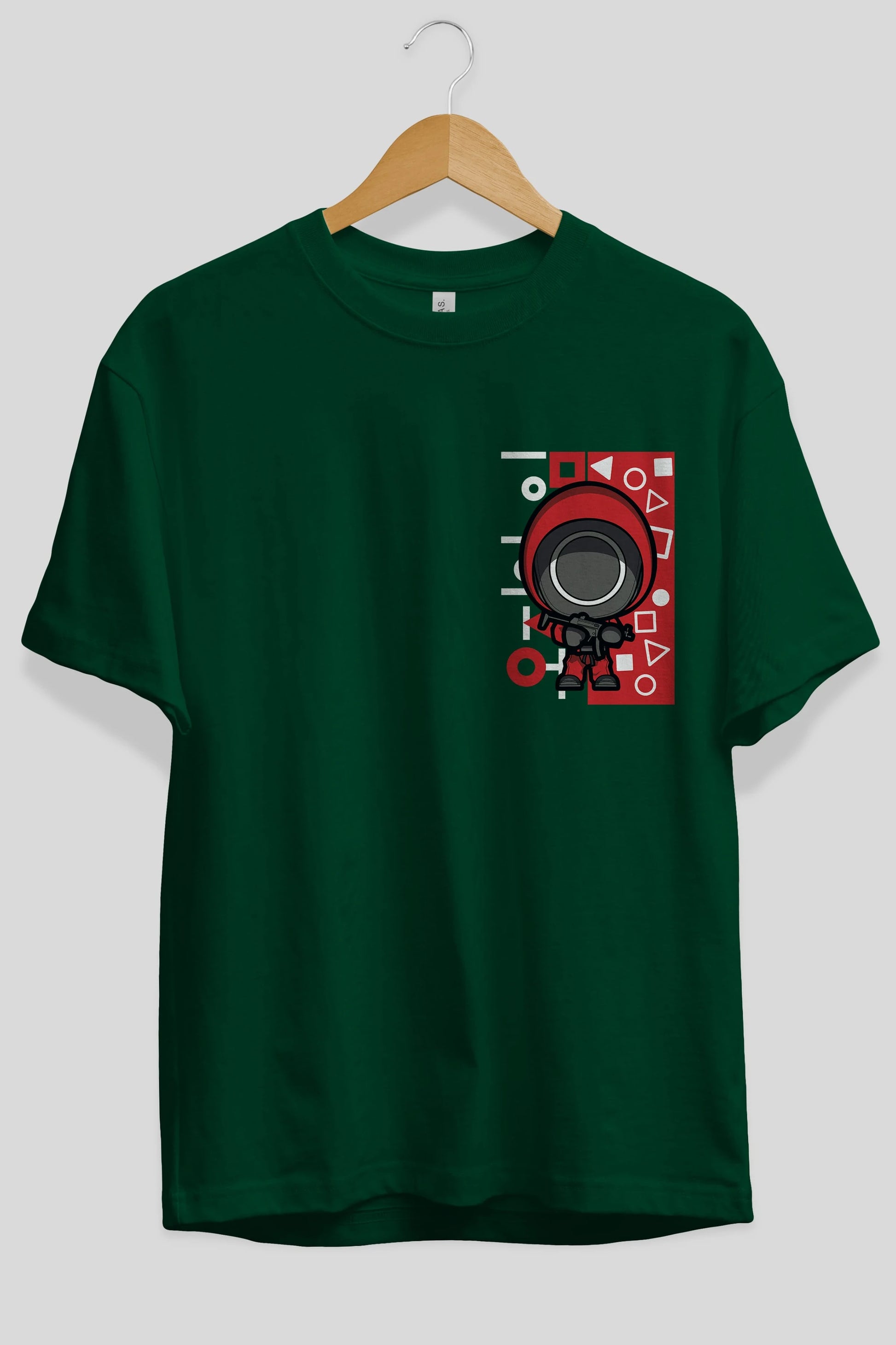 Squid Game (4) Ön Sol Baskılı Oversize t-shirt Erkek Kadın Unisex %100 Pamuk Bisiklet Yaka tişort