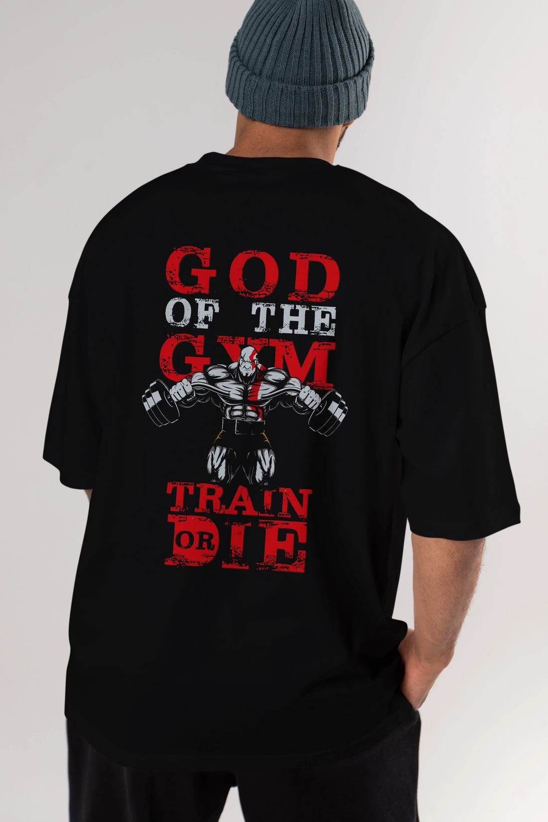 God of The GYM Arka Baskılı Oversize t-shirt Erkek Kadın Unisex %100 Pamuk Bisiklet Yaka tişort
