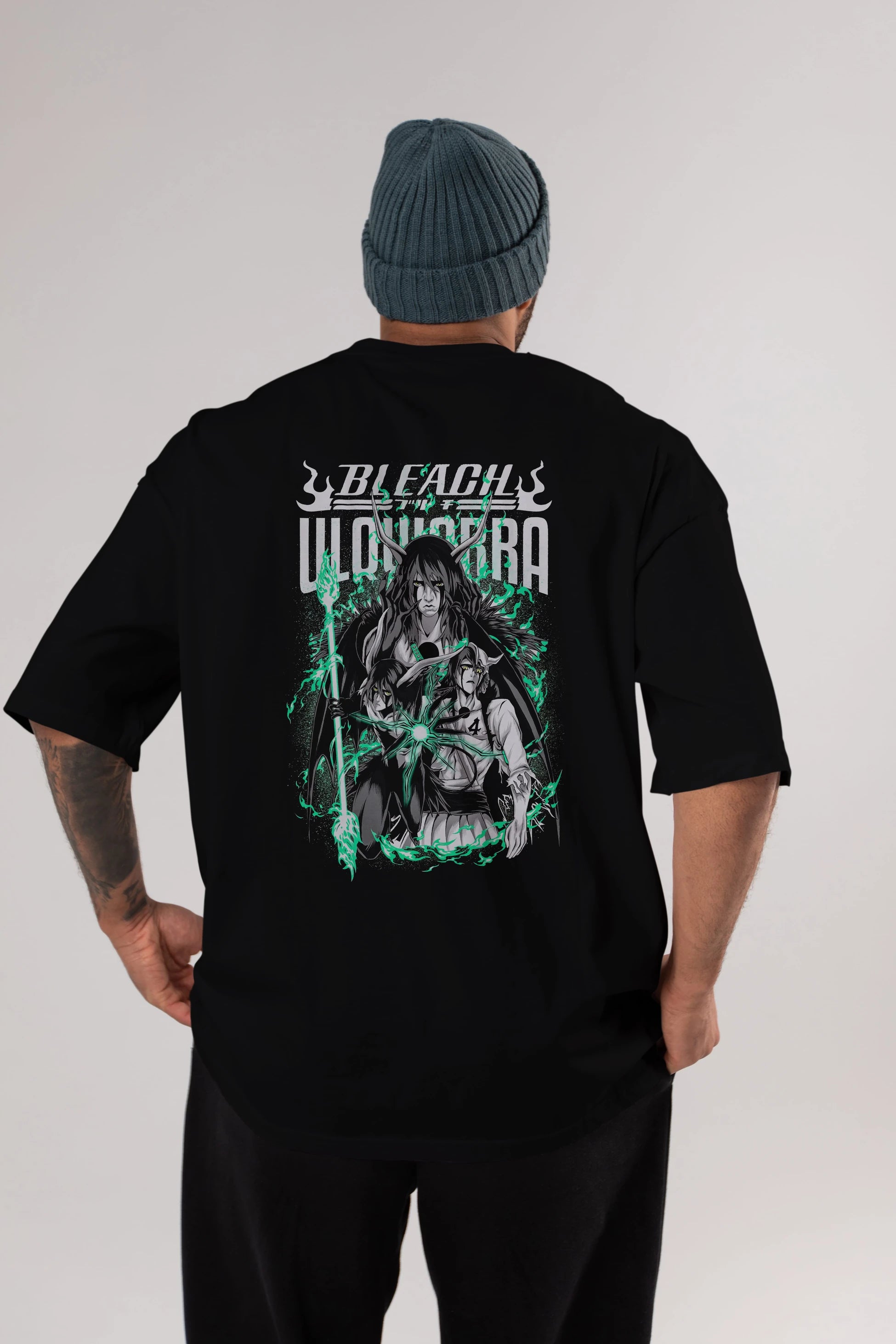 BLEACH(ULQUIARRA) Anime Arka Baskılı Oversize t-shirt Erkek Kadın Unisex