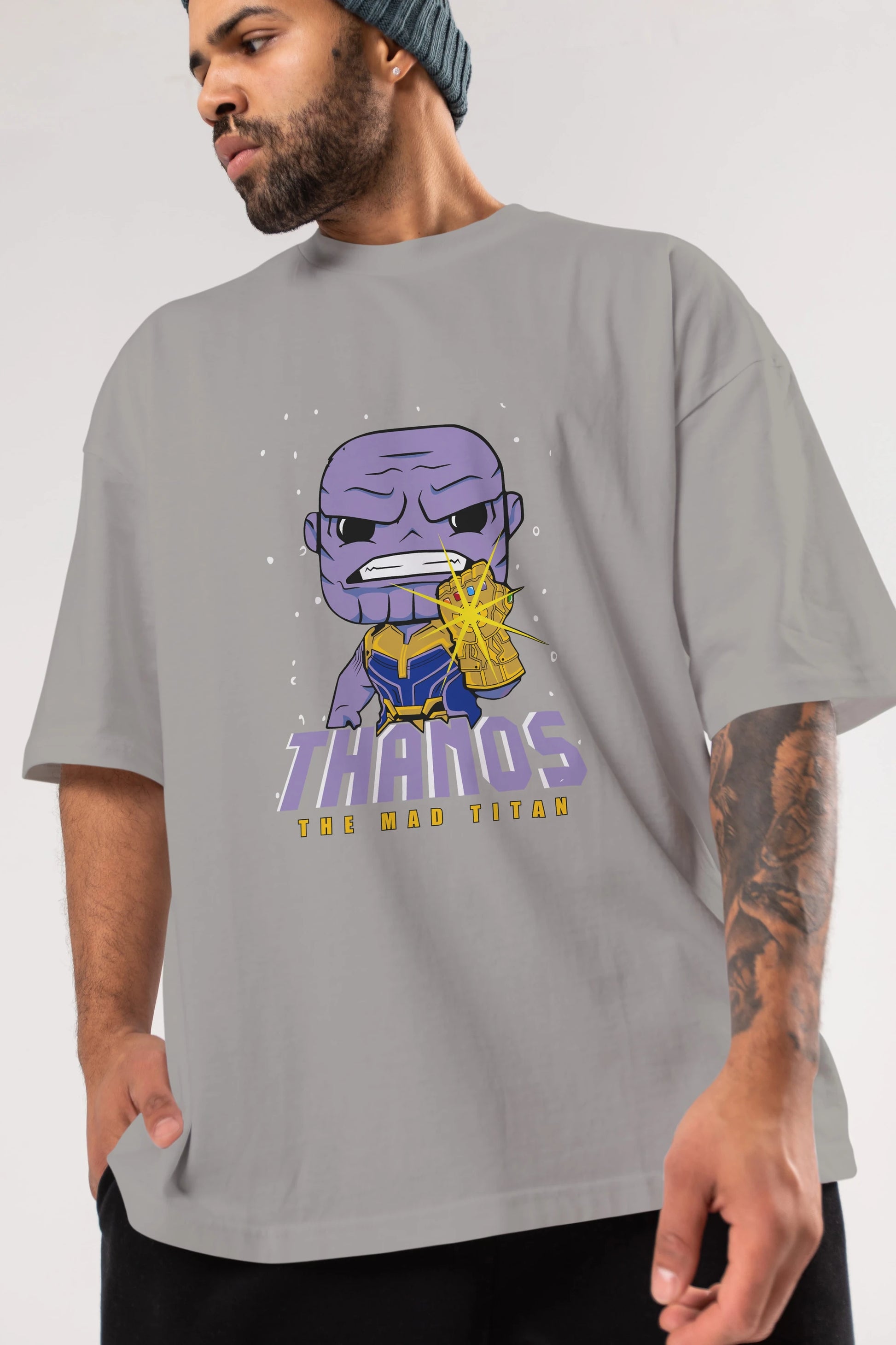 Thanos (1) Ön Baskılı Oversize t-shirt Erkek Kadın Unisex %100 Pamuk Bisiklet Yaka tişort