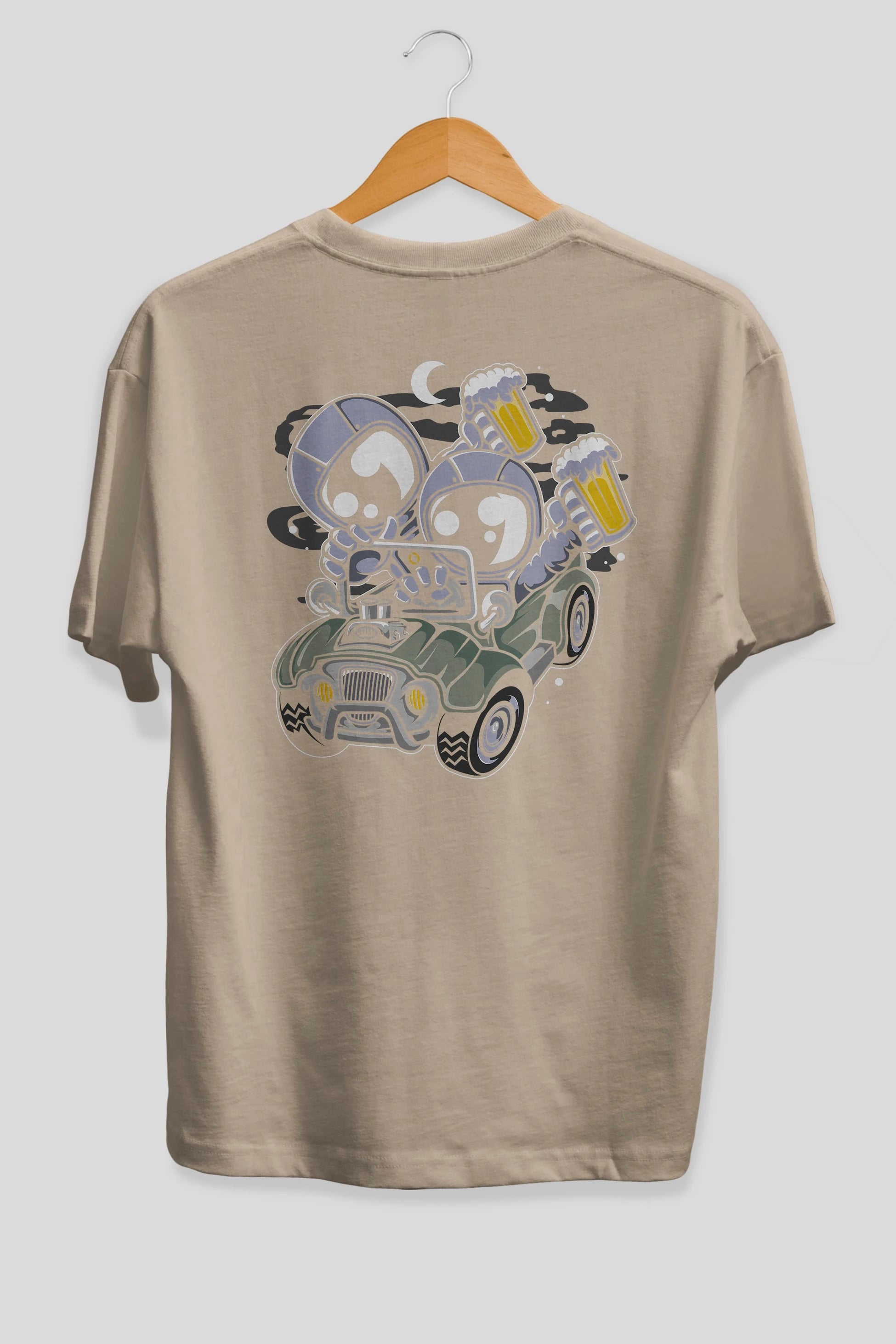 Astronaut Offroad Arka Baskılı Oversize t-shirt Erkek Kadın Unisex