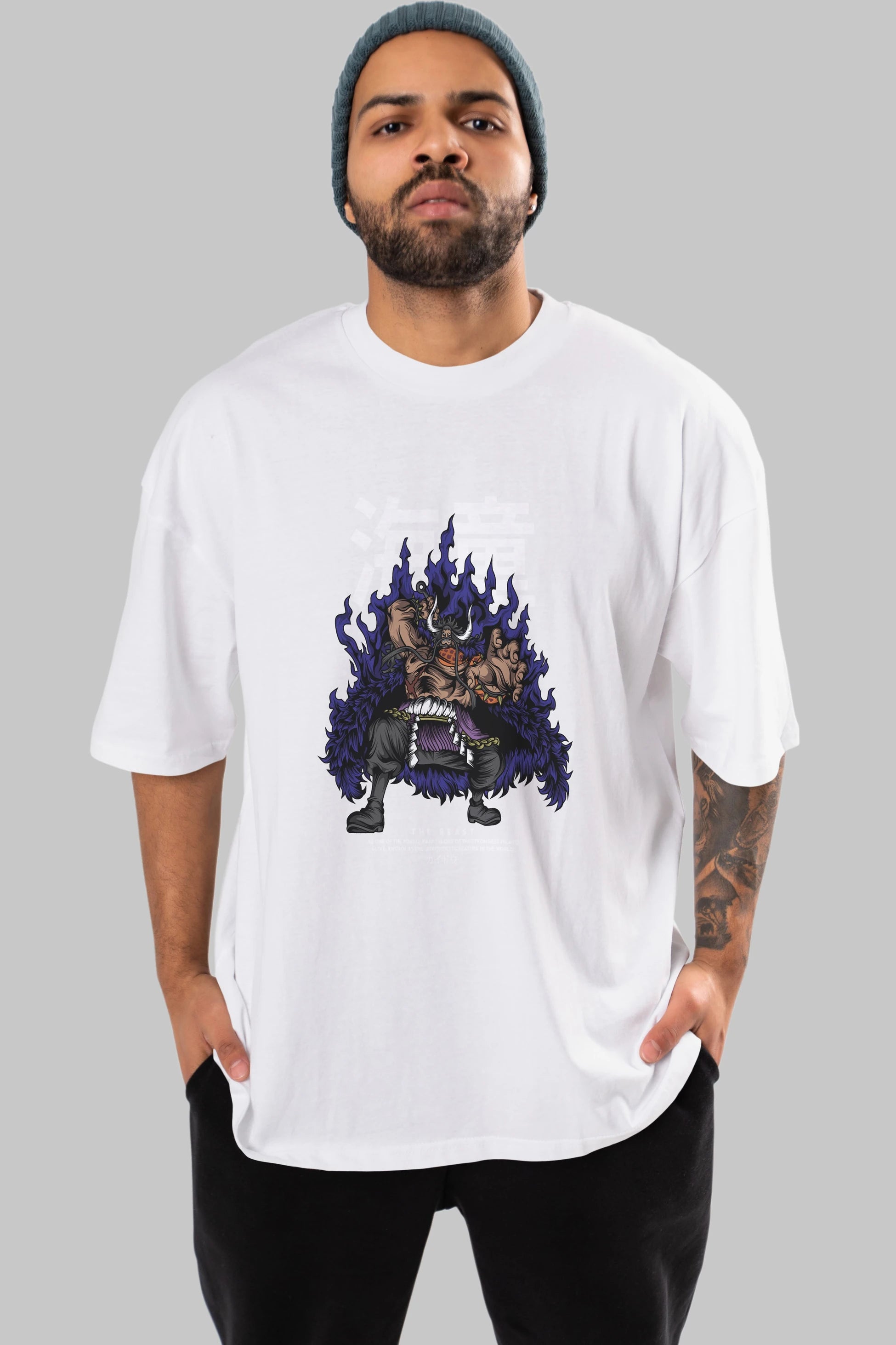 Kaido Anime Ön Baskılı Oversize t-shirt %100 pamuk Erkek Kadın Unisex