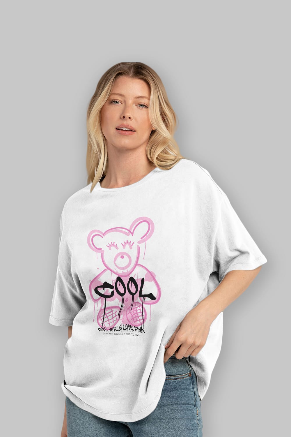 Cool Bear Ön Baskılı Oversize t-shirt Erkek Kadın Unisex