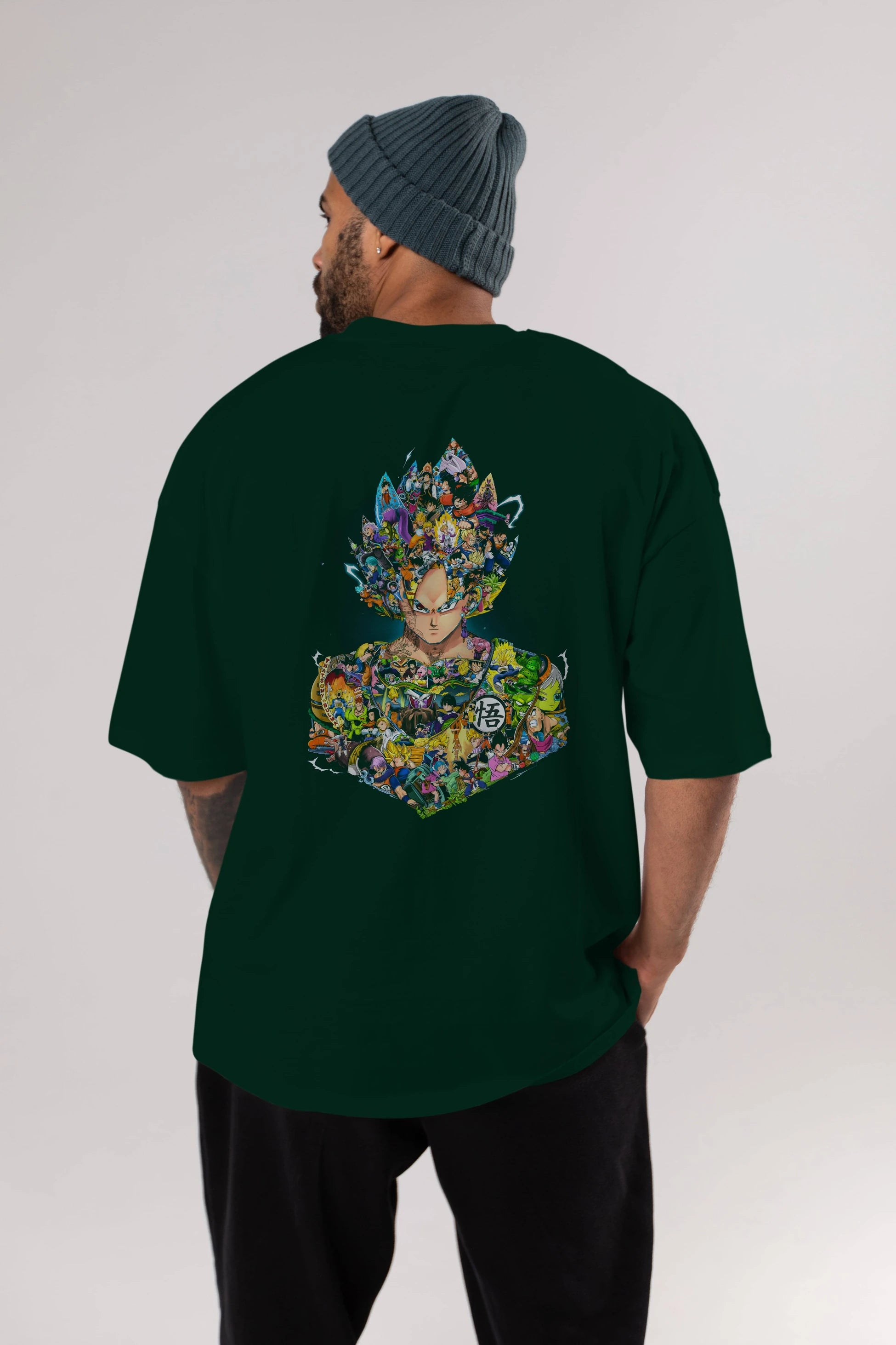 DRAGON BALL ART Anime Arka Baskılı Oversize t-shirt Erkek Kadın Unisex