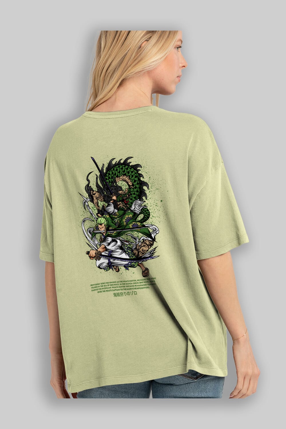 Zoro-ONE PIECE Anime Arka Baskılı Oversize t-shirt Erkek Kadın Unisex