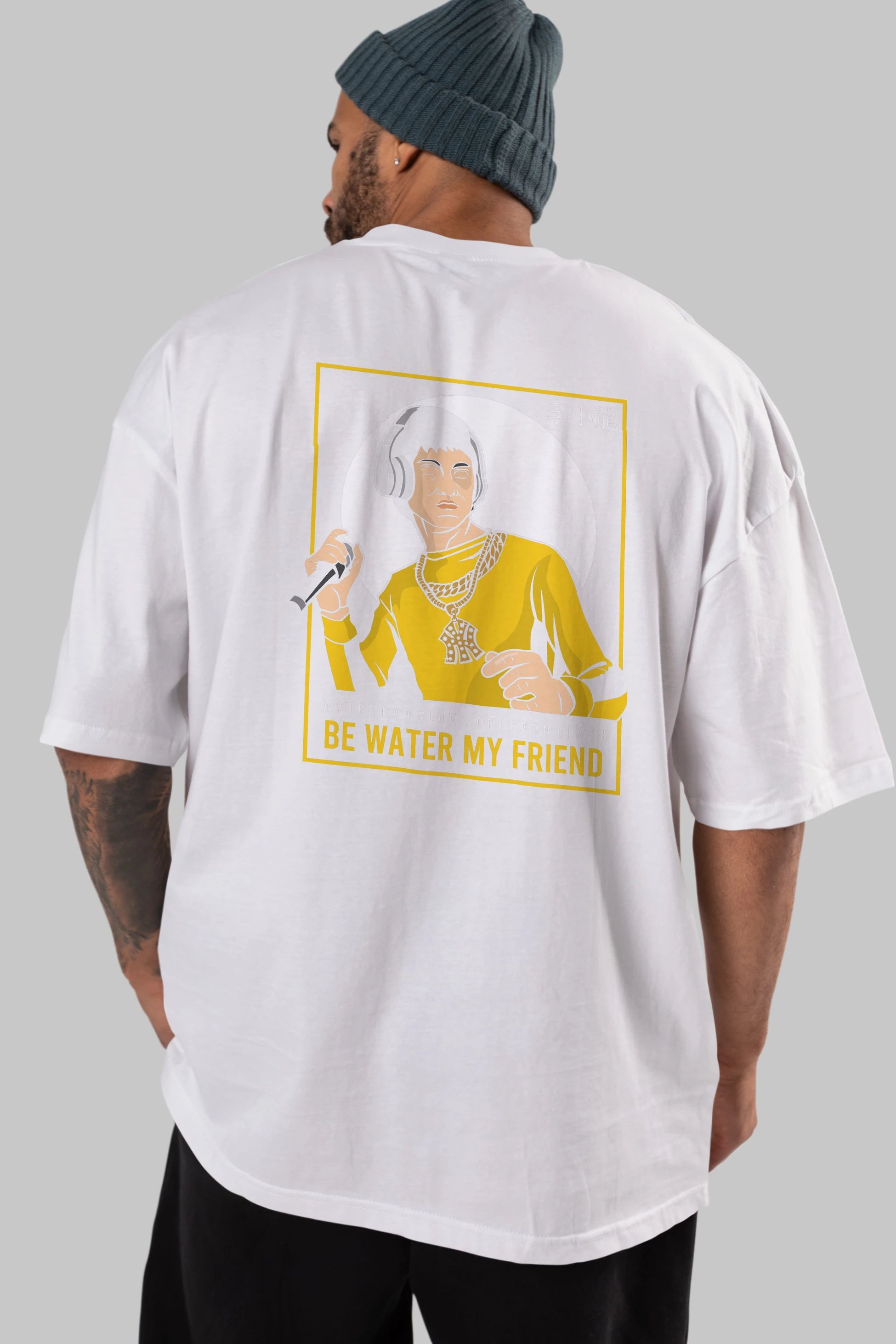 Bruce Lee Rapper Arka Baskılı Oversize t-shirt Erkek Kadın Unisex %100 Pamuk tişort