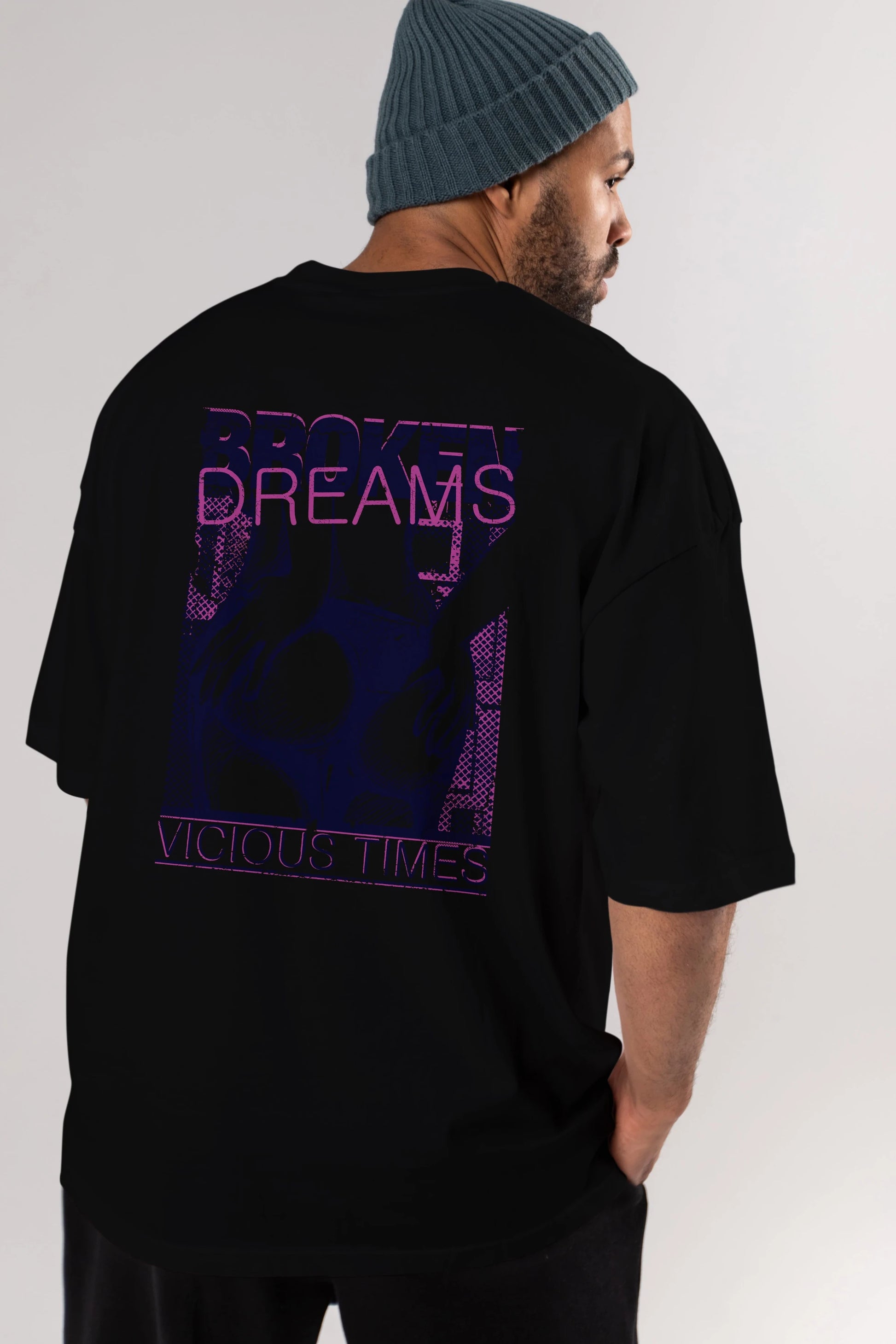 Broken Dreams Arka Baskılı Oversize t-shirt Erkek Kadın Unisex