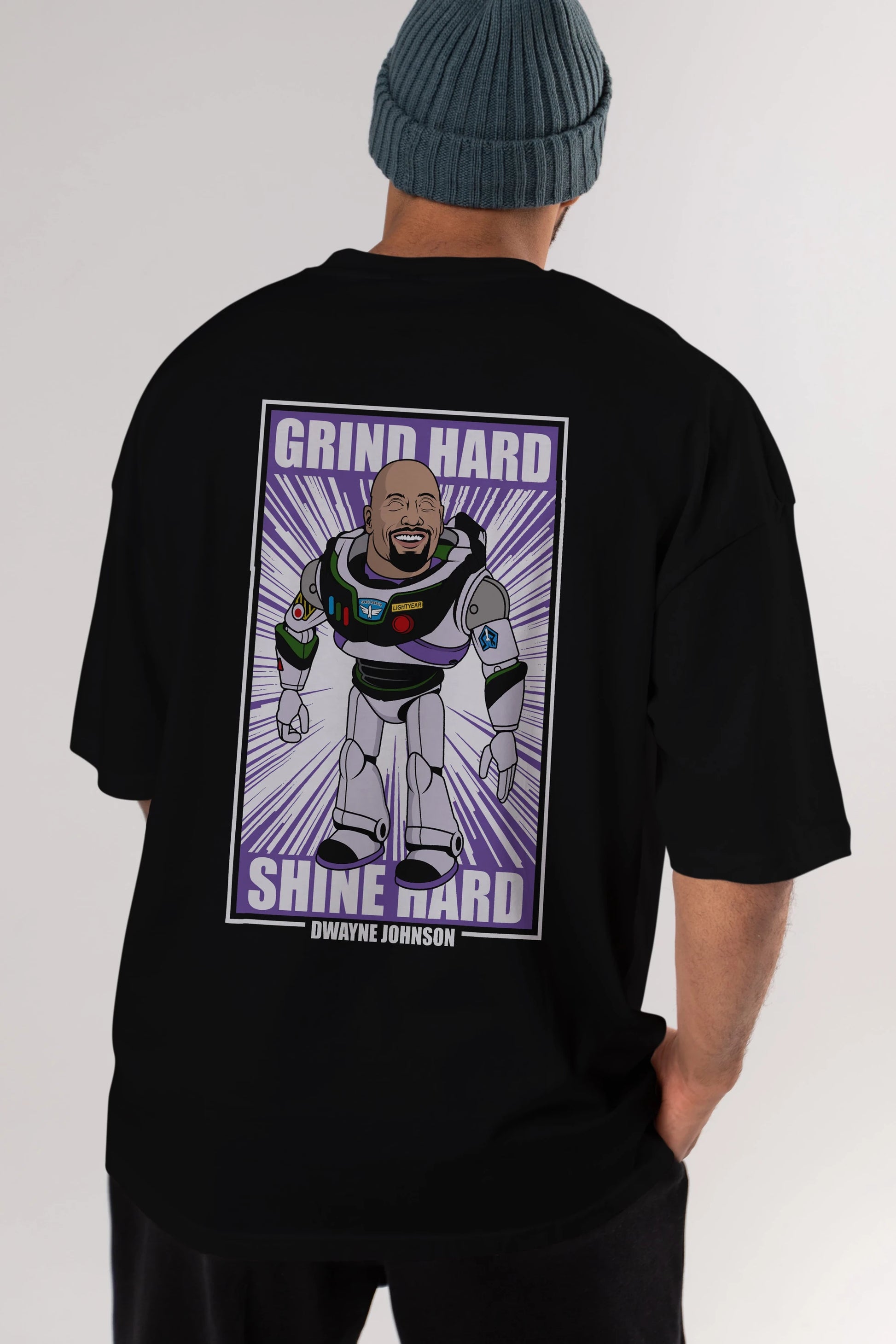 Dwayne Johnson Buzz Lightyear Arka Baskılı Oversize t-shirt Erkek Kadın Unisex %100 Pamuk tişort