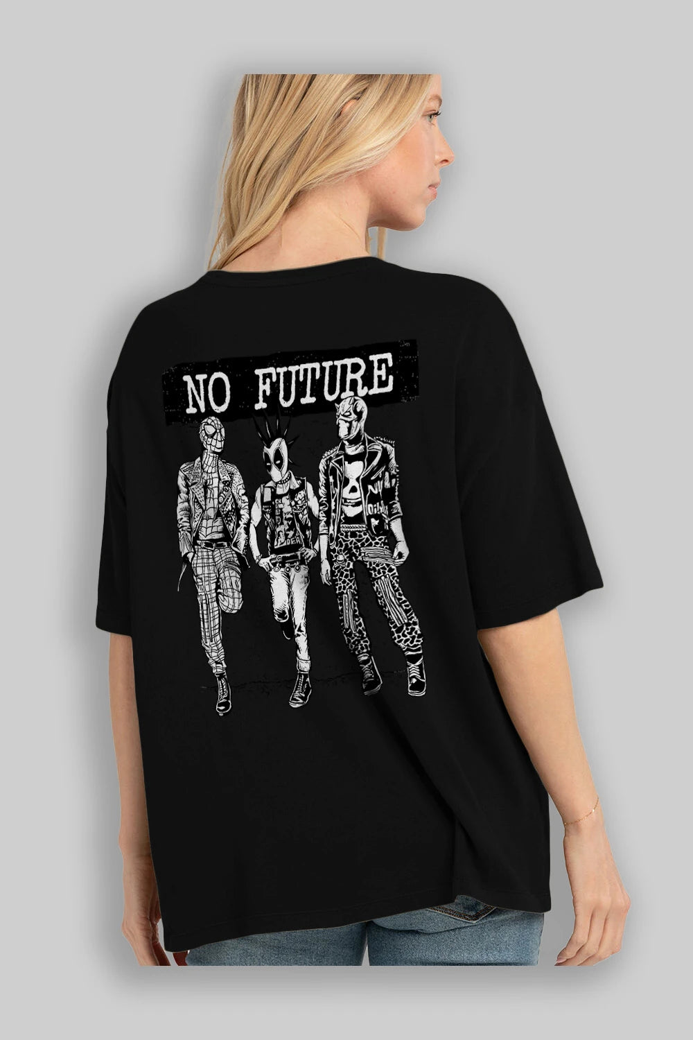 No Future Arka Baskılı Oversize t-shirt Erkek Kadın Unisex %100 Pamuk