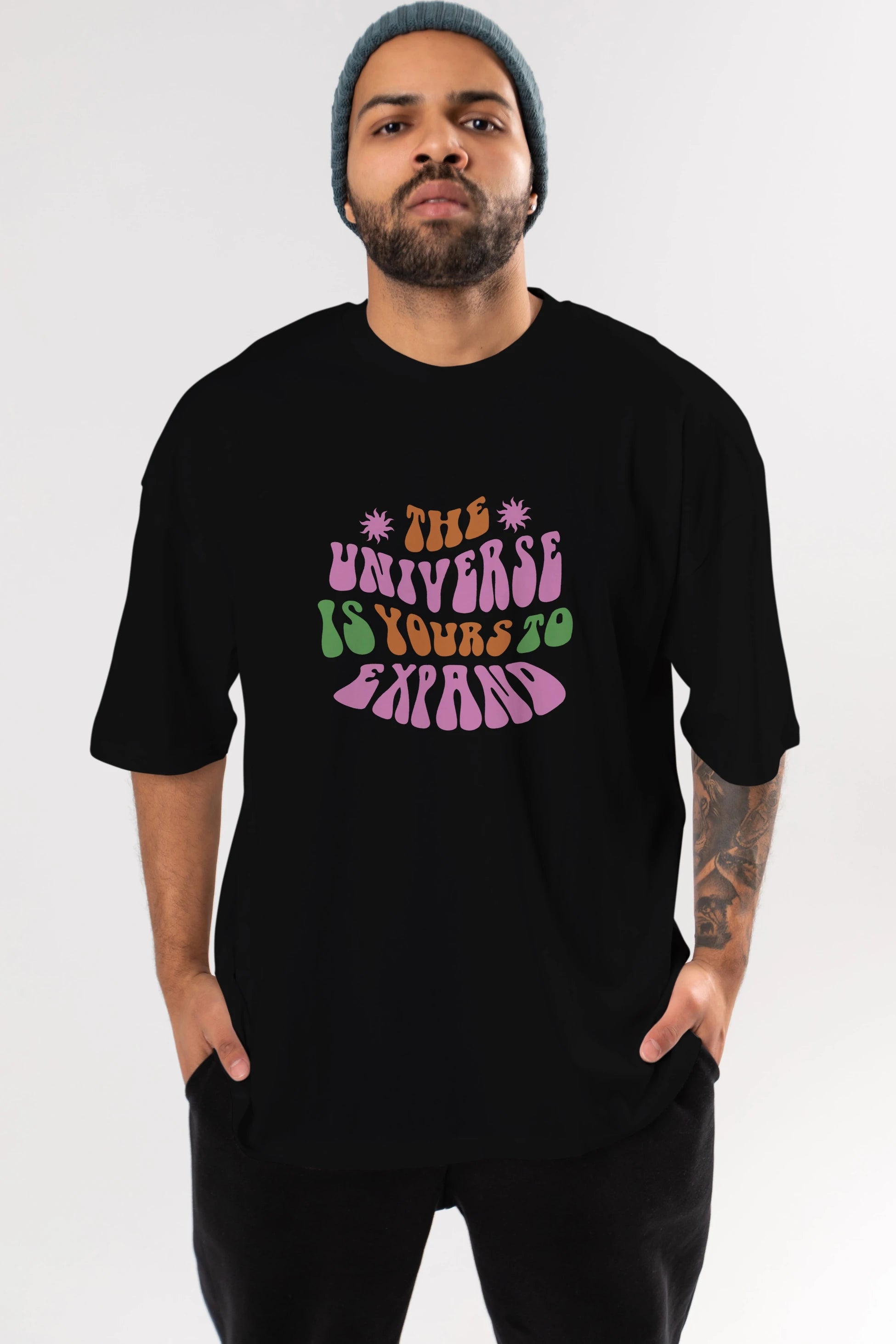 The Universe is Yours Yazılı Ön Baskılı Oversize t-shirt Erkek Kadın Unisex