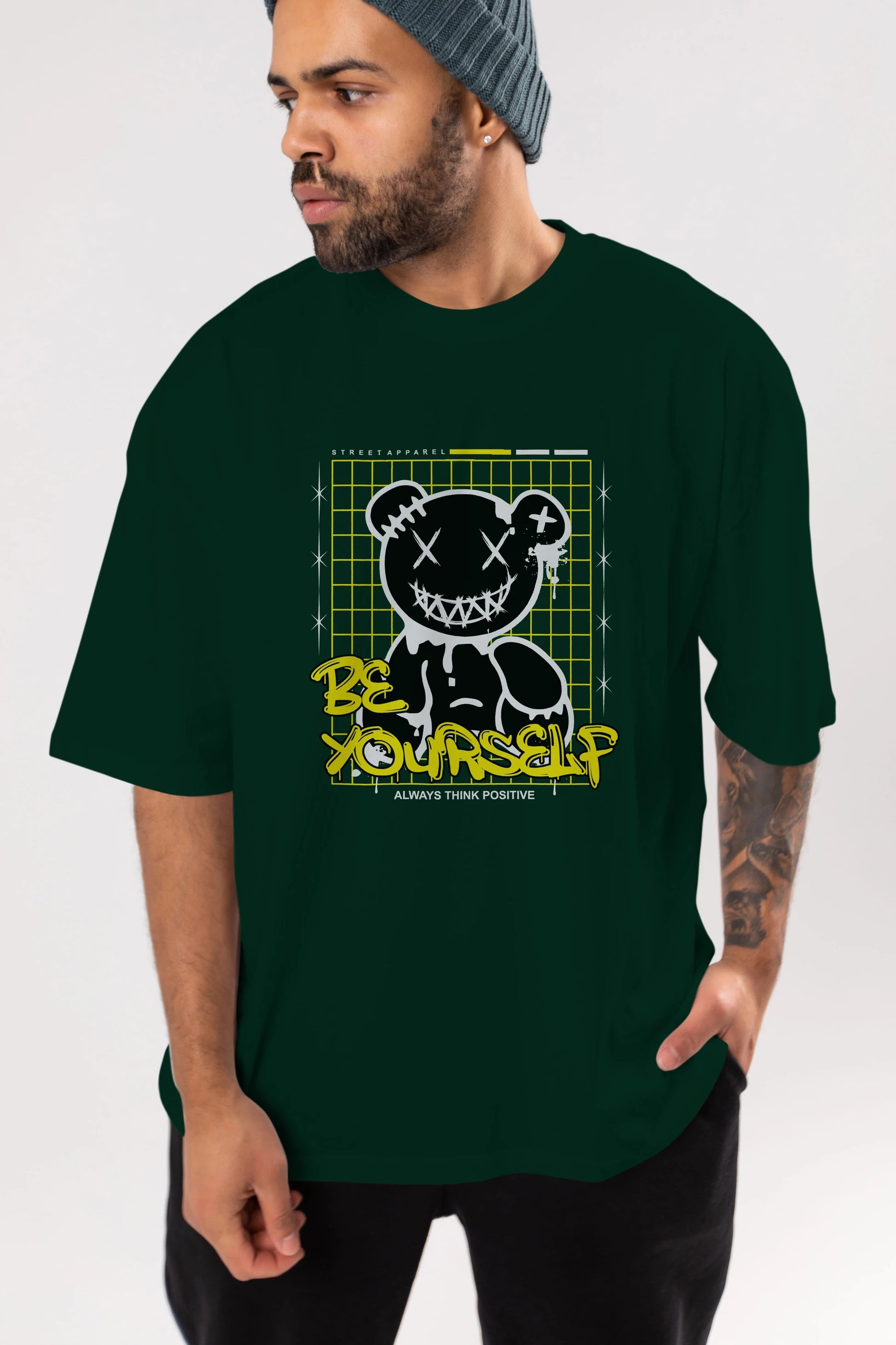 Teddy Bear Be Yourself Ön Baskılı Oversize t-shirt Erkek Kadın Unisex