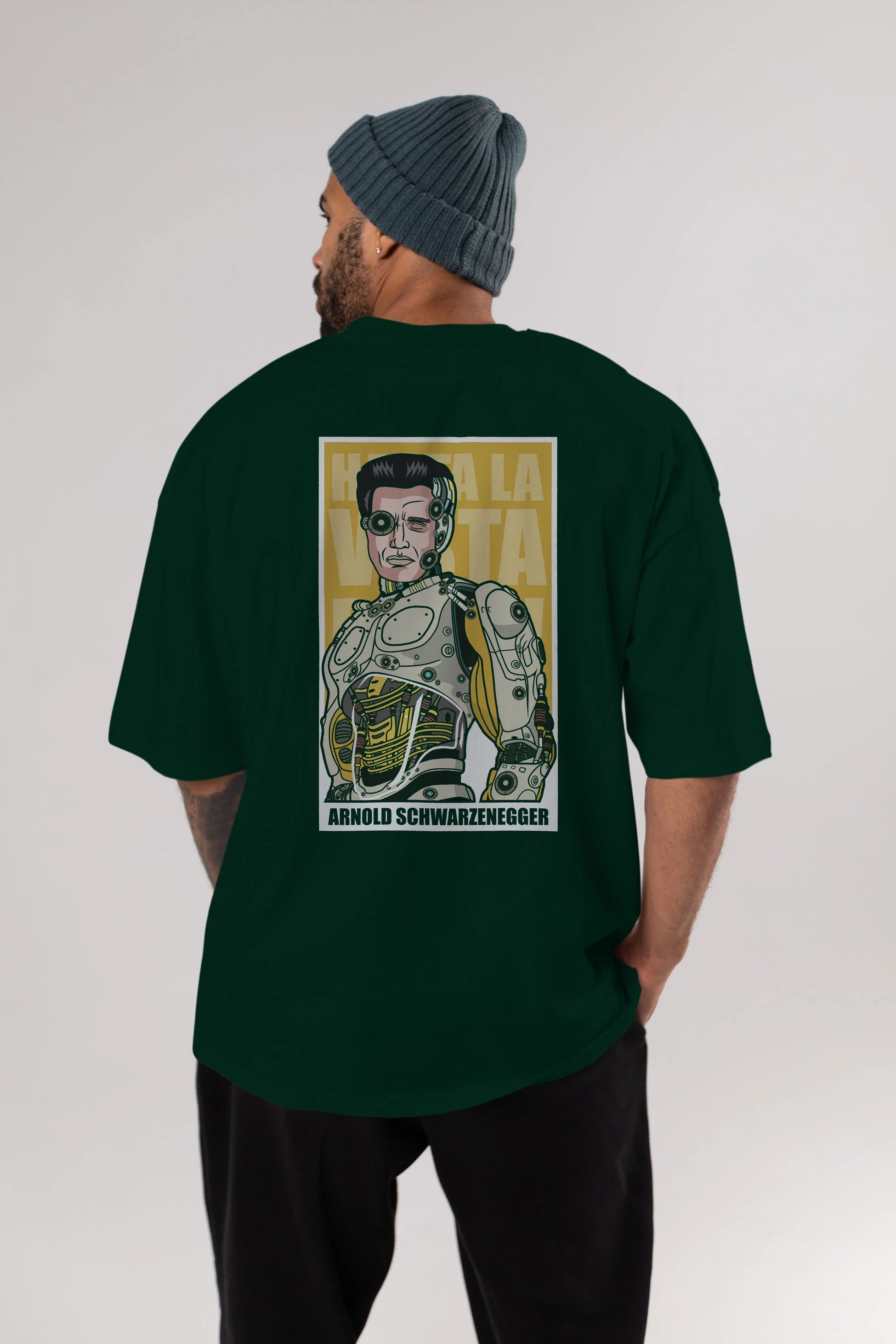 Arnold Robot Human Arka Baskılı Oversize t-shirt Erkek Kadın Unisex %100 Pamuk tişort