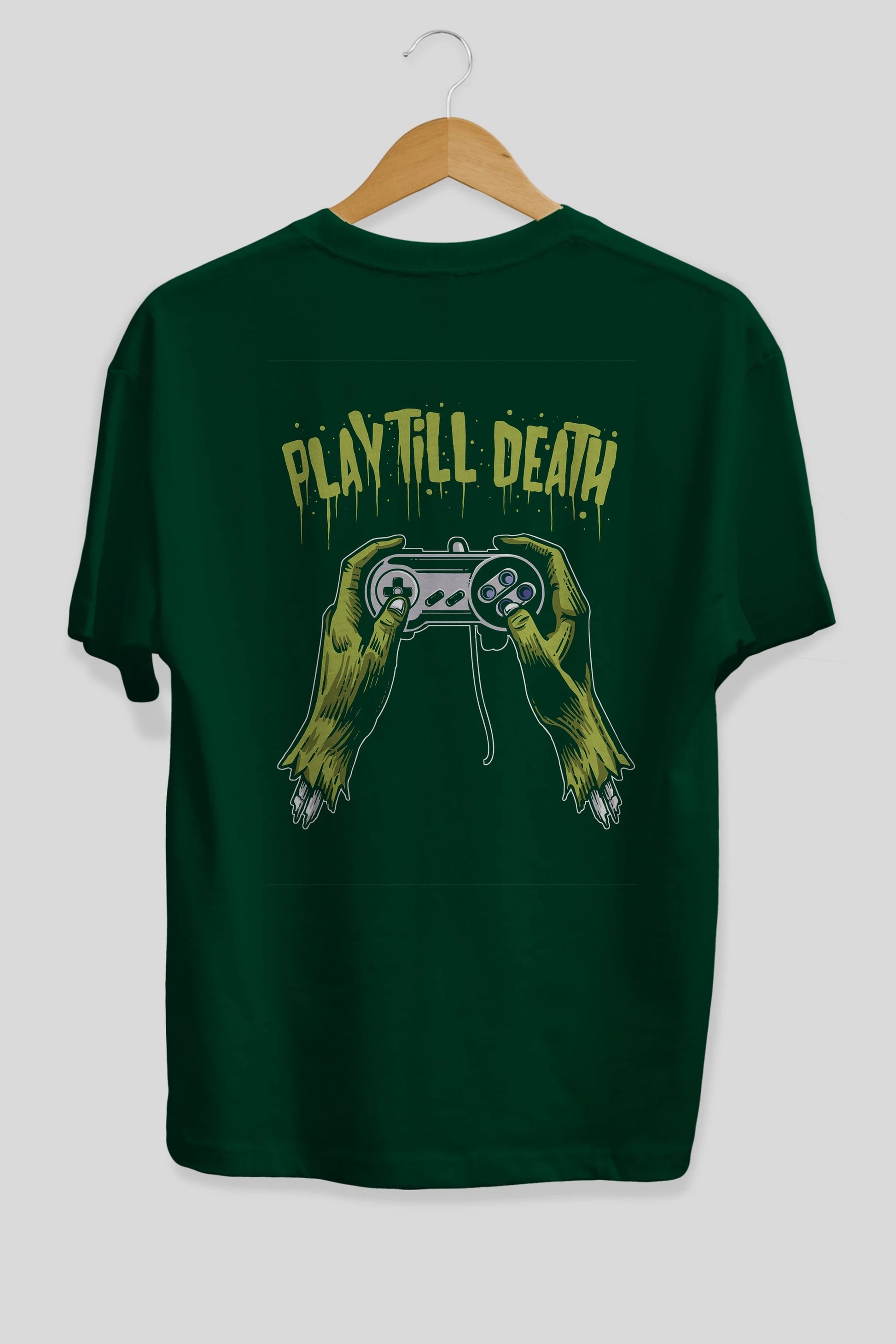 Play Till Death Arka Baskılı Oversize t-shirt Erkek Kadın Unisex %100 Pamuk