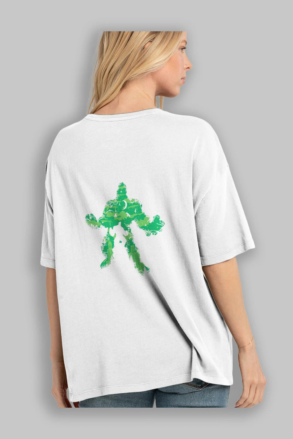 Green Monster Arka Baskılı Oversize t-shirt %100 pamuk Erkek Kadın Unisex