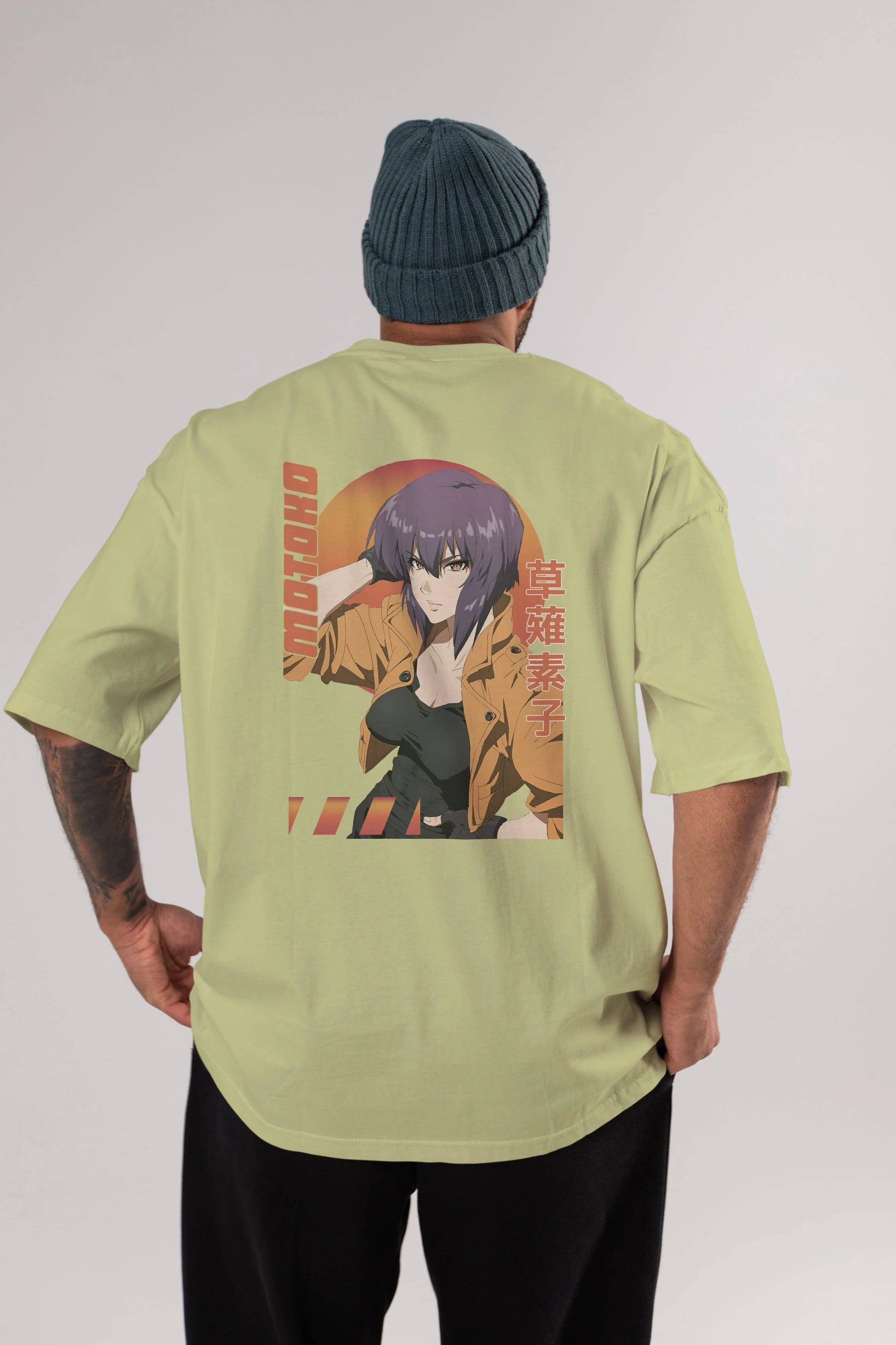 Motoko Kusanagi 9 Anime Arka Baskılı Oversize t-shirt Erkek Kadın Unisex