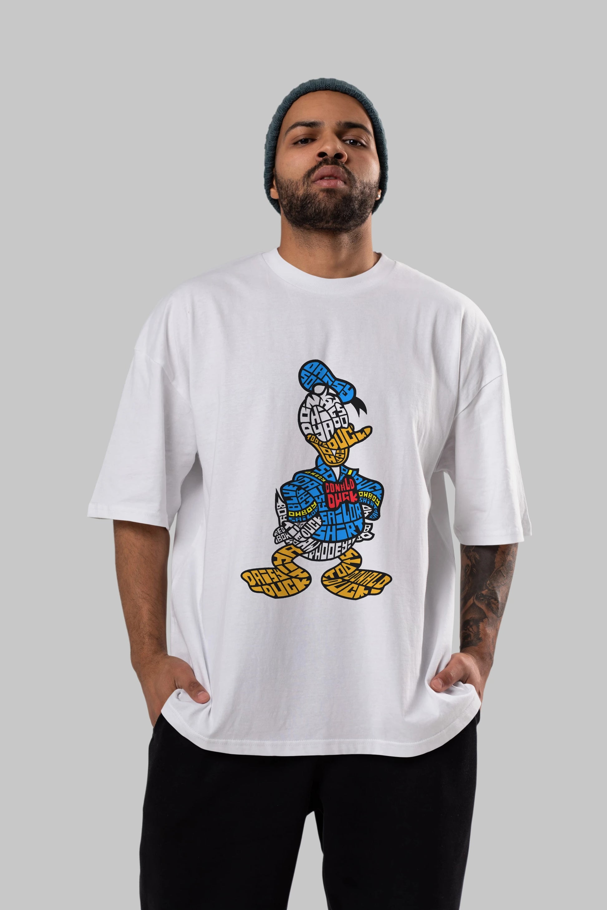 Donald Ön Baskılı Oversize t-shirt %100 pamuk Erkek Kadın Unisex