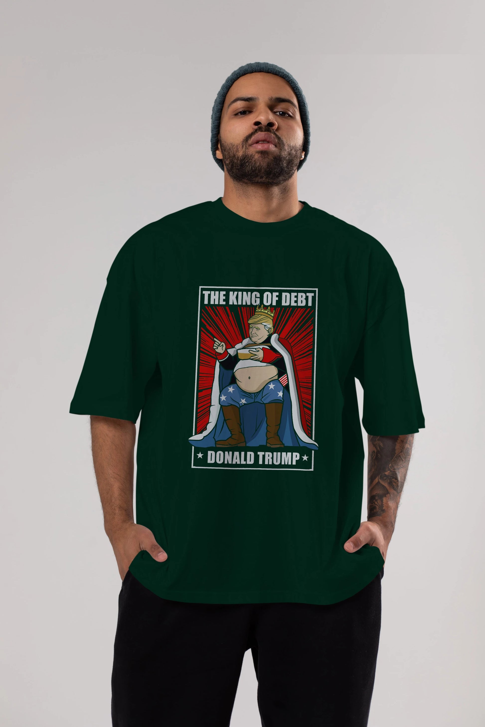 Trump King Ön Baskılı Oversize t-shirt Erkek Kadın Unisex %100 Pamuk tişort