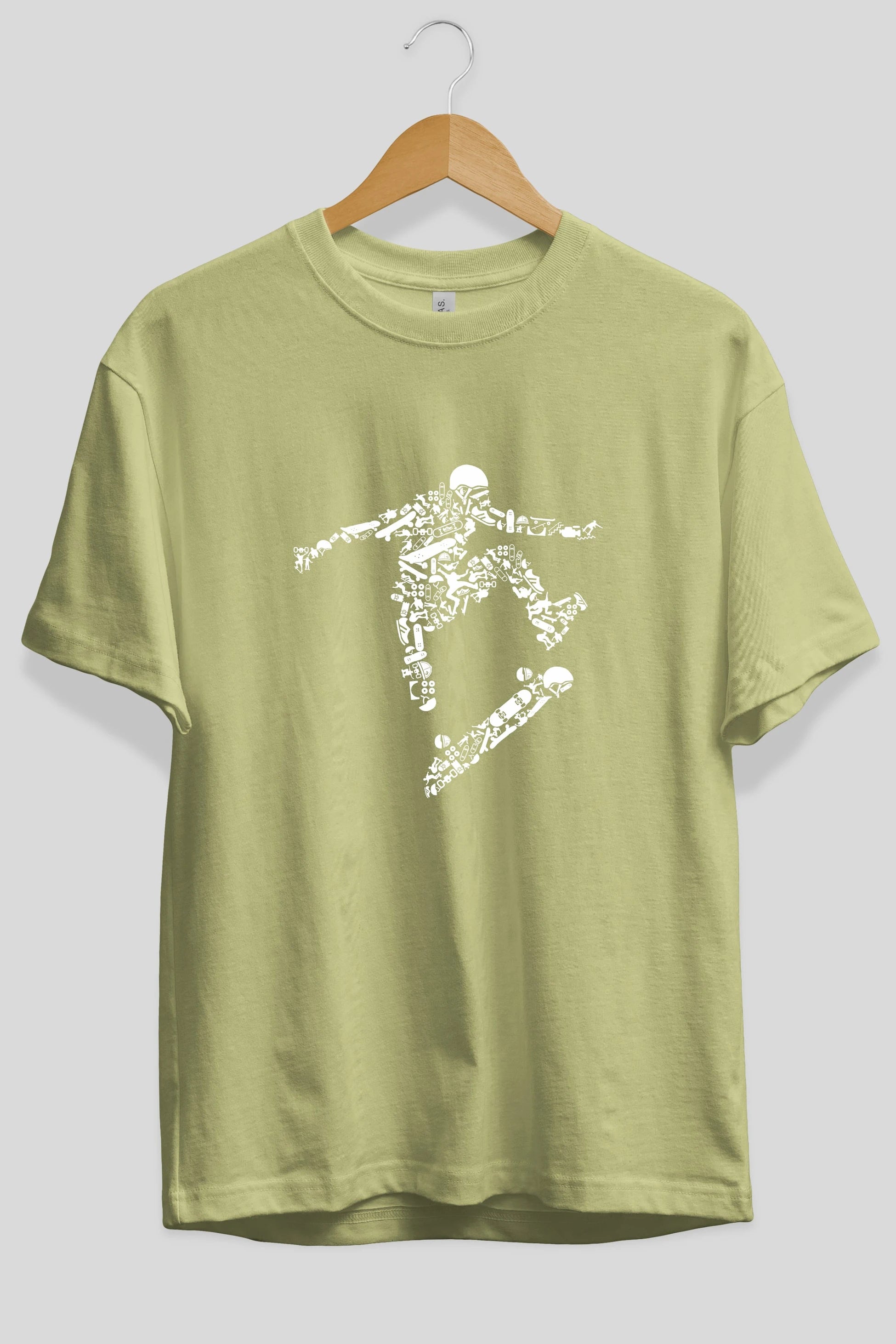 Skater Ön Baskılı Oversize t-shirt %100 pamuk Erkek Kadın Unisex