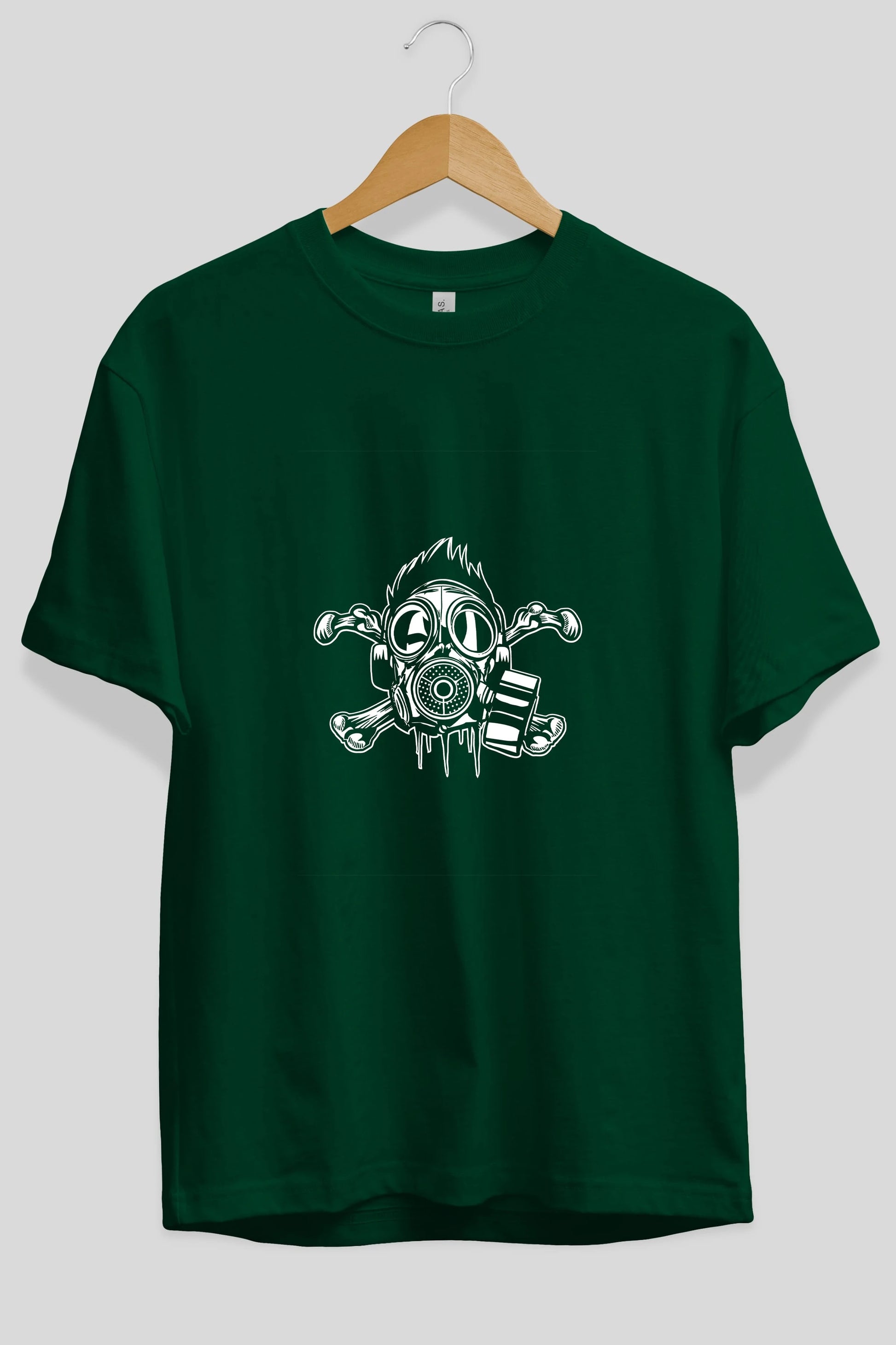 Cross Bones Gasmask Ön Baskılı Oversize t-shirt Erkek Kadın Unisex %100 Pamuk tişort